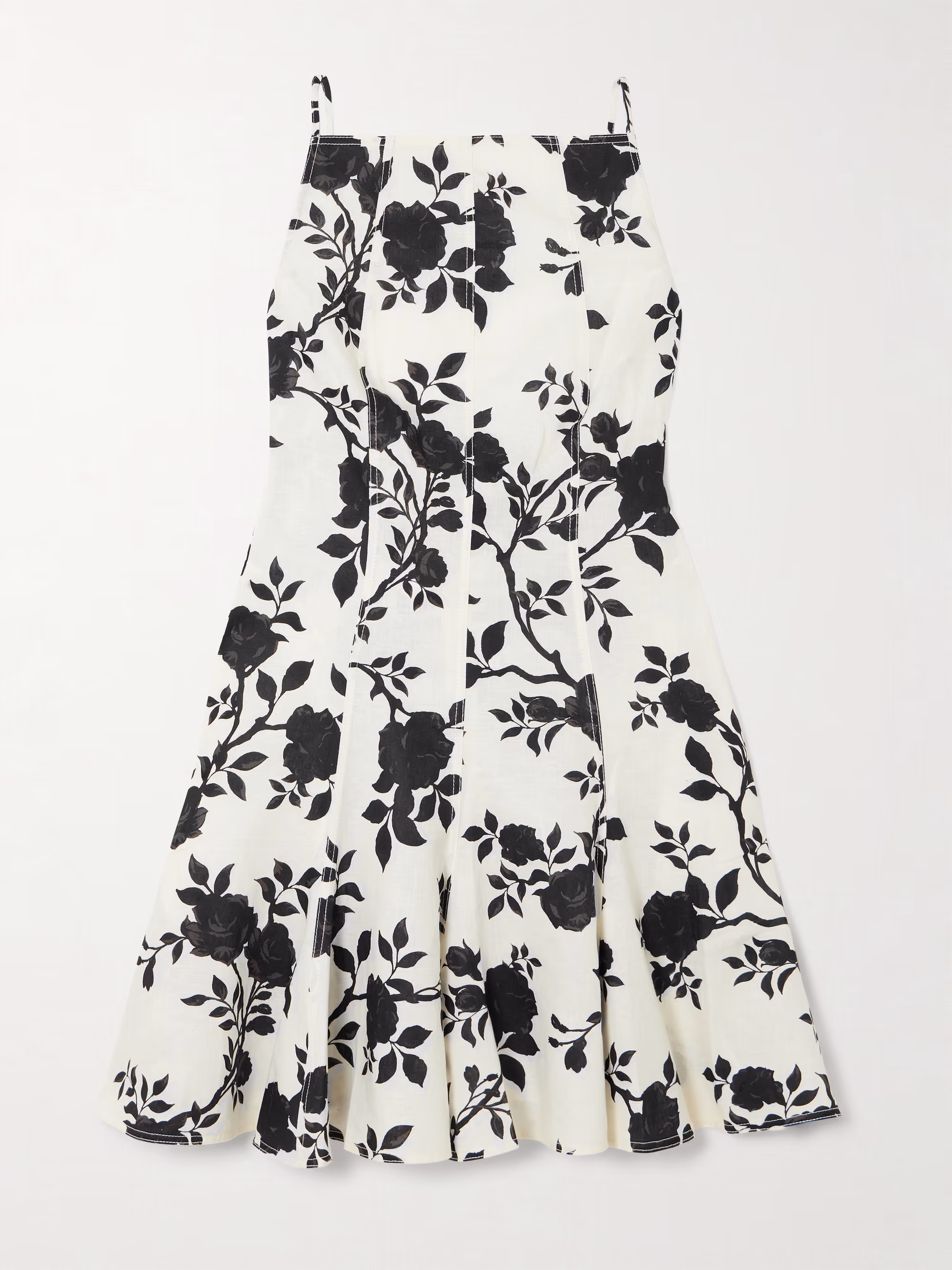 Open-back bow-detailed floral-print linen and cotton-blend mini dress