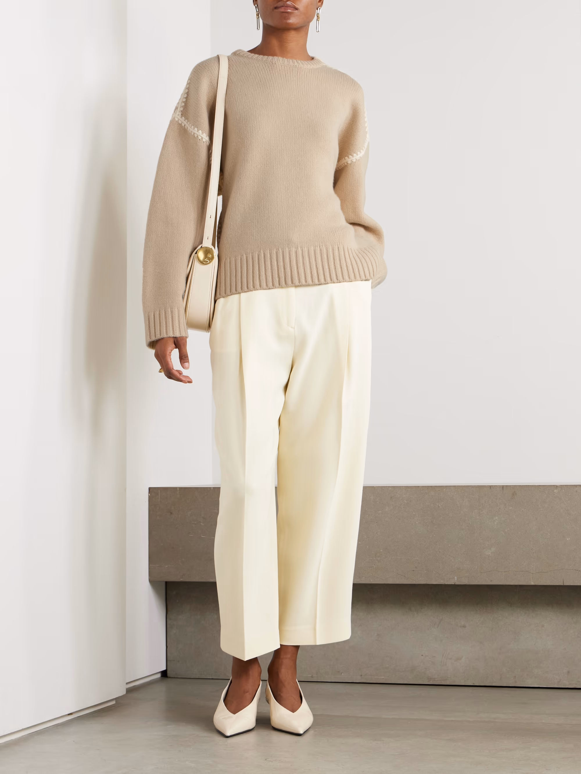 Oversized Embroidered Wool And Cashmere-Blend Sweater