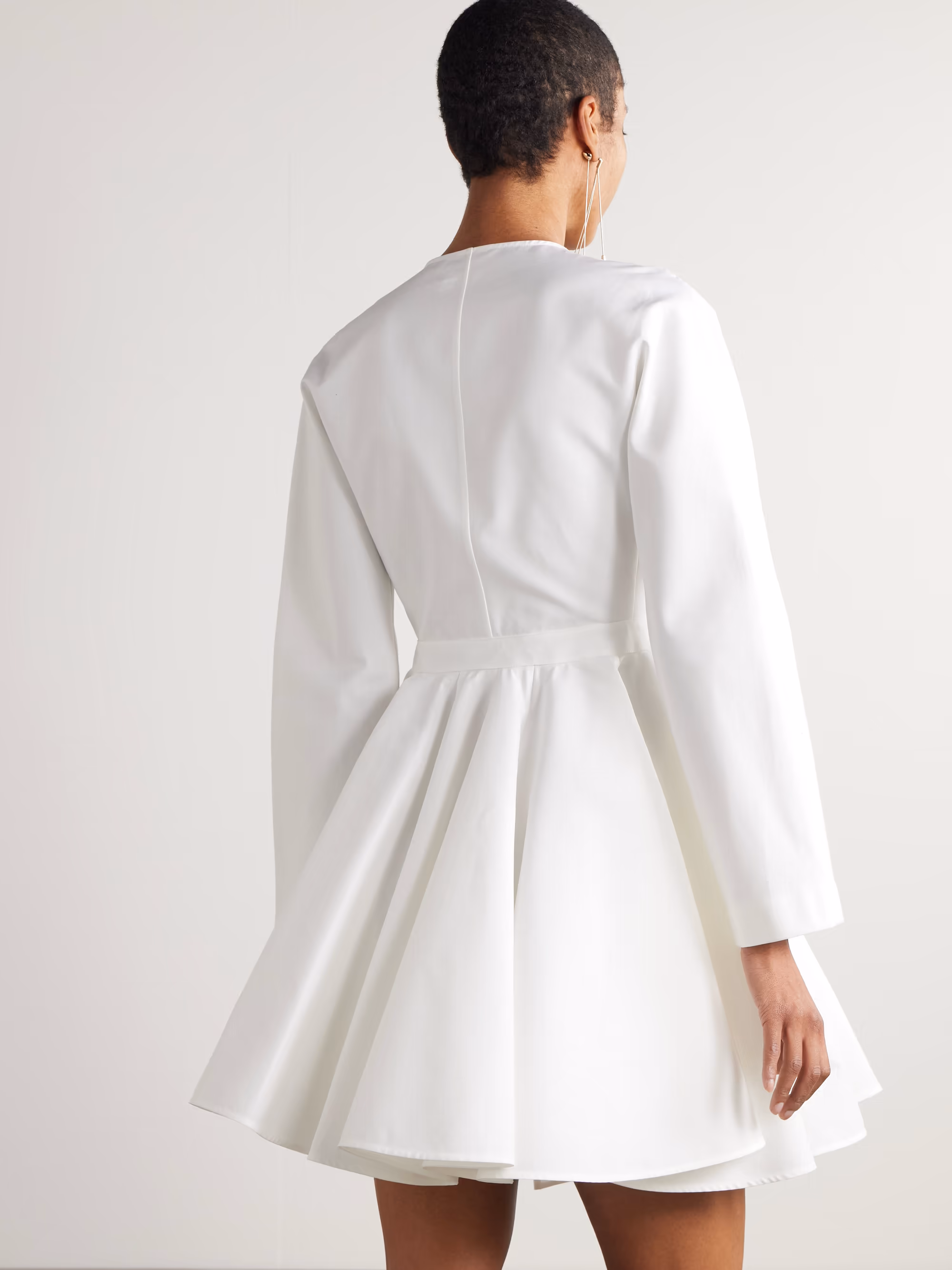 Asymmetric cotton-poplin mini dress