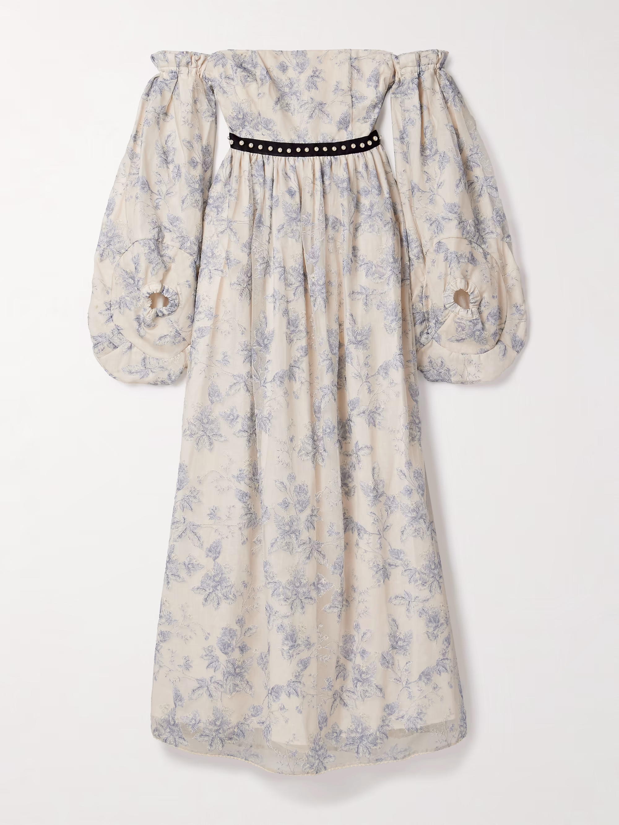 Alhelí Bougainvillea off-the-shoulder embellished tulle midi dress