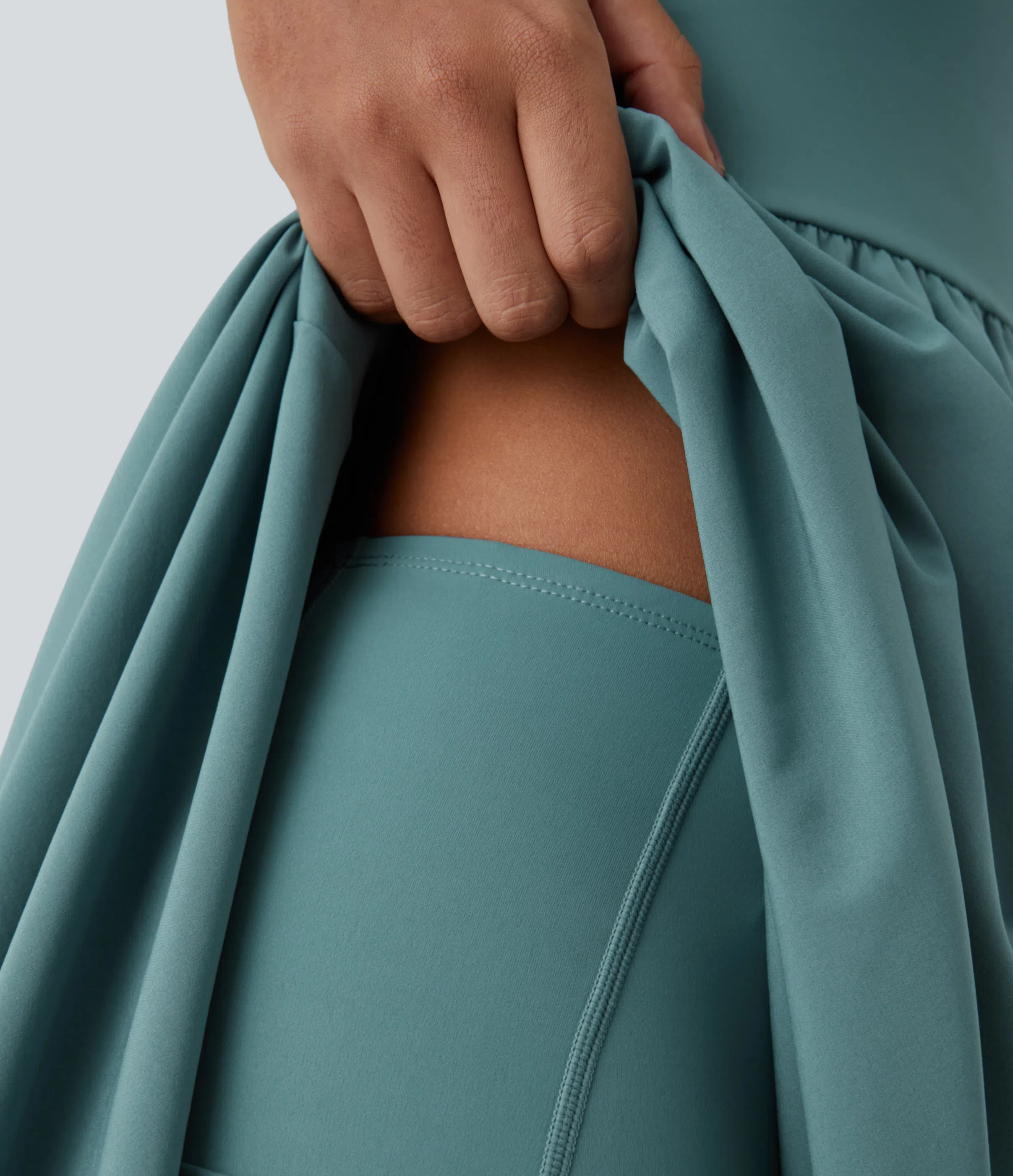 Backless High Low 2-Piece Side Pocket Flowy Midi Quick Dry Casual Dress