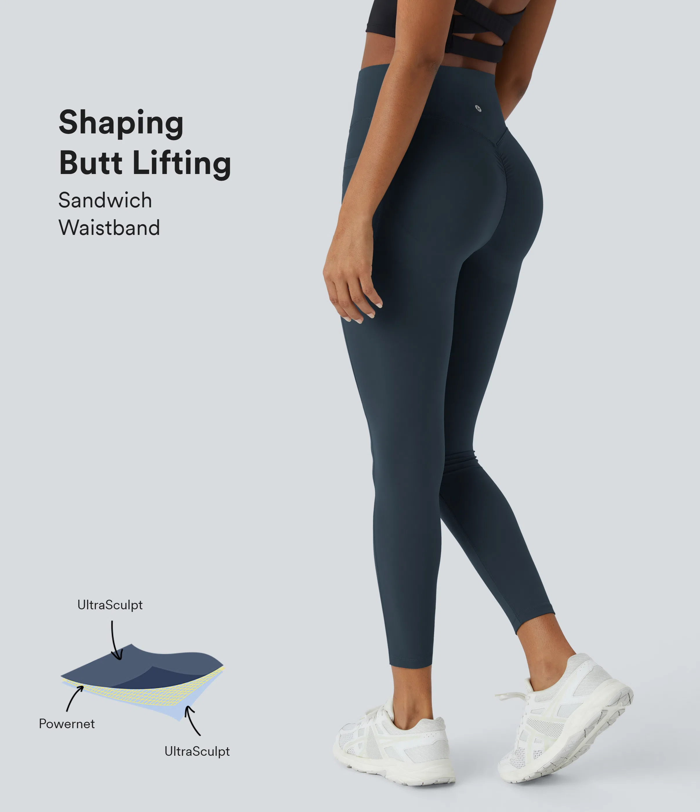 SoCinched High Waisted Scrunch Butt Lifting Tummy Control Side Pocket Shaping Training UltraSculpt Leggings