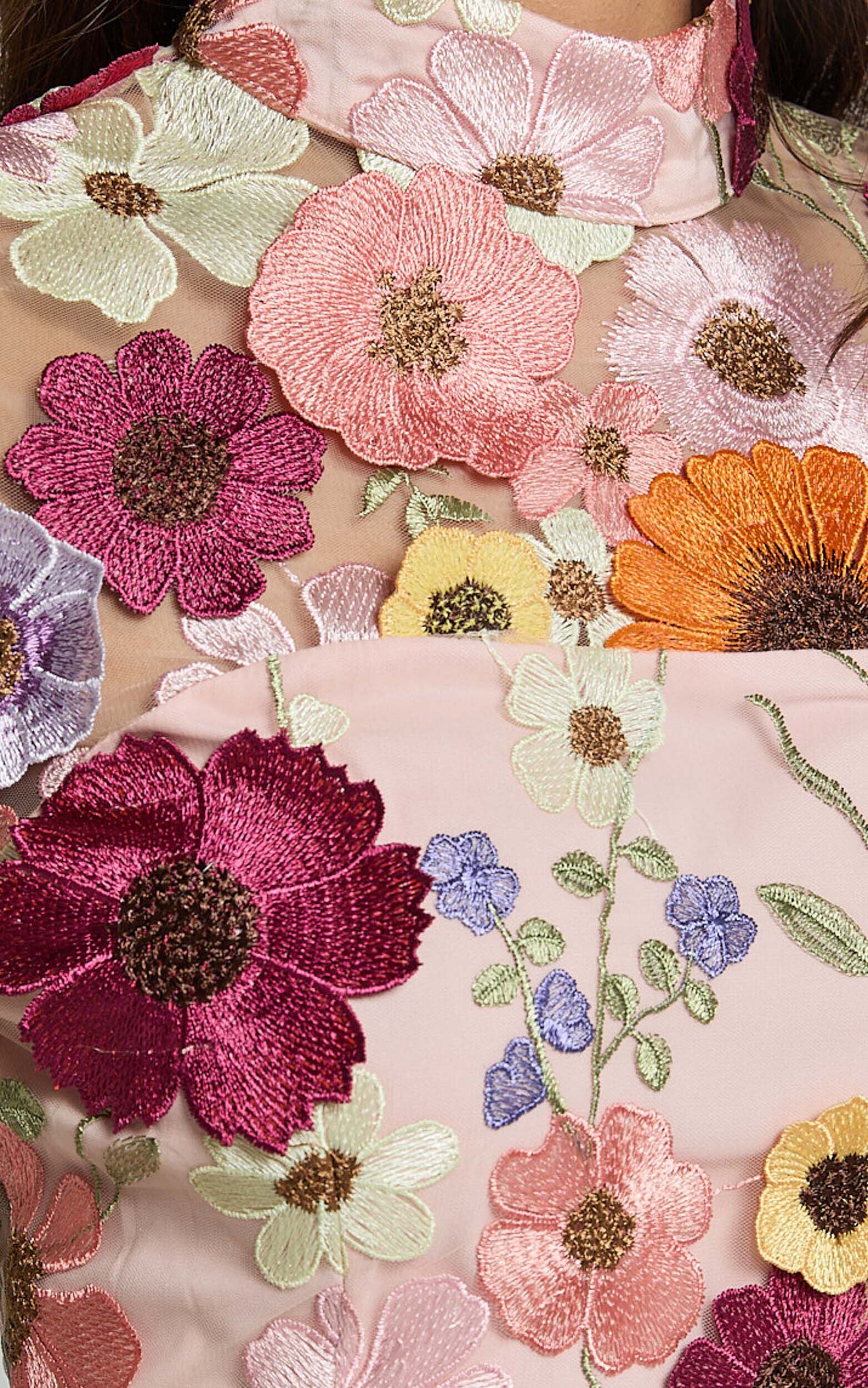 Albina Mini Dress - High Neck Long Sleeve Back Cut Out Dress in Pink