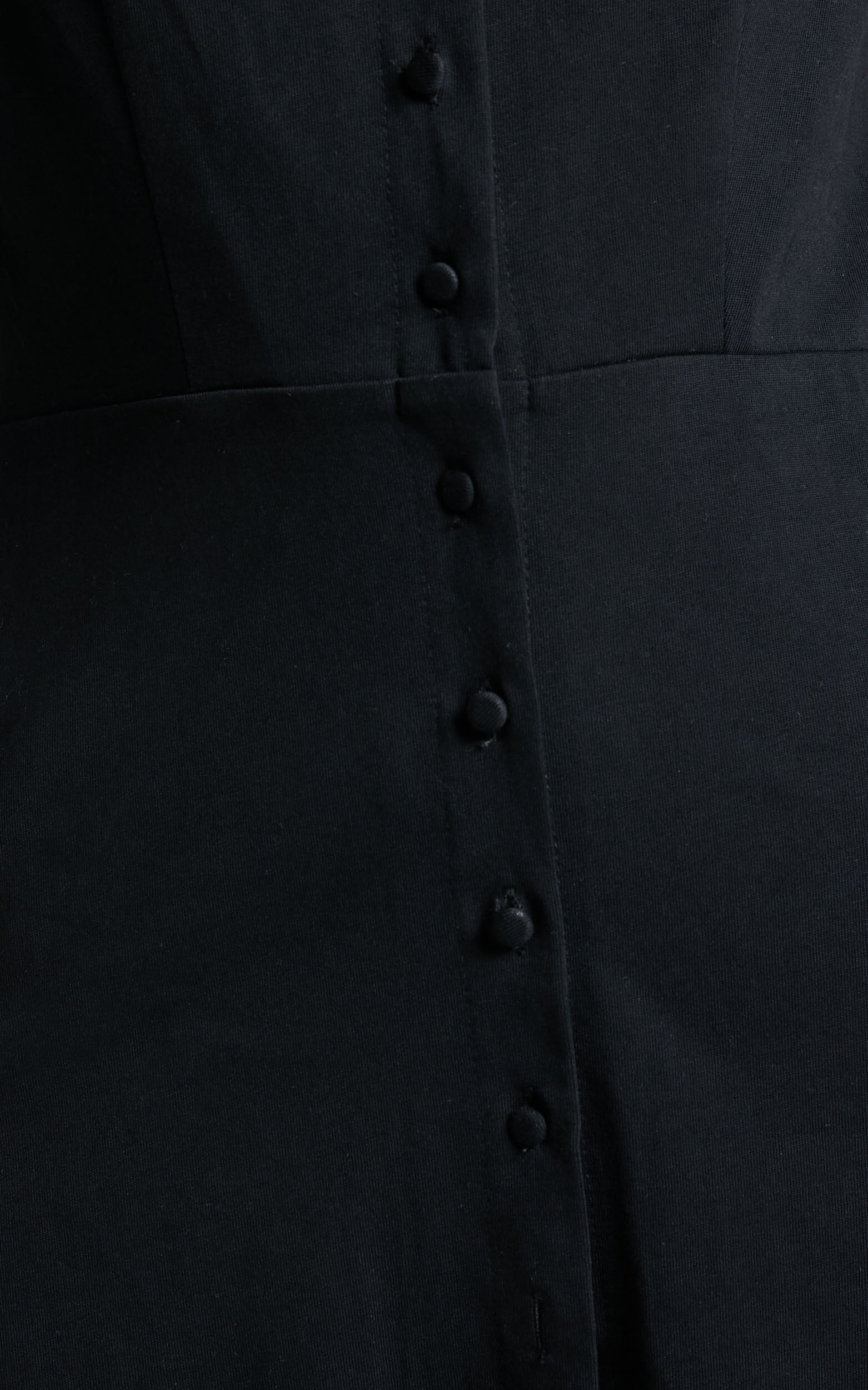 Rochelle Mini Dress - V Neck Button Through Dress in Black