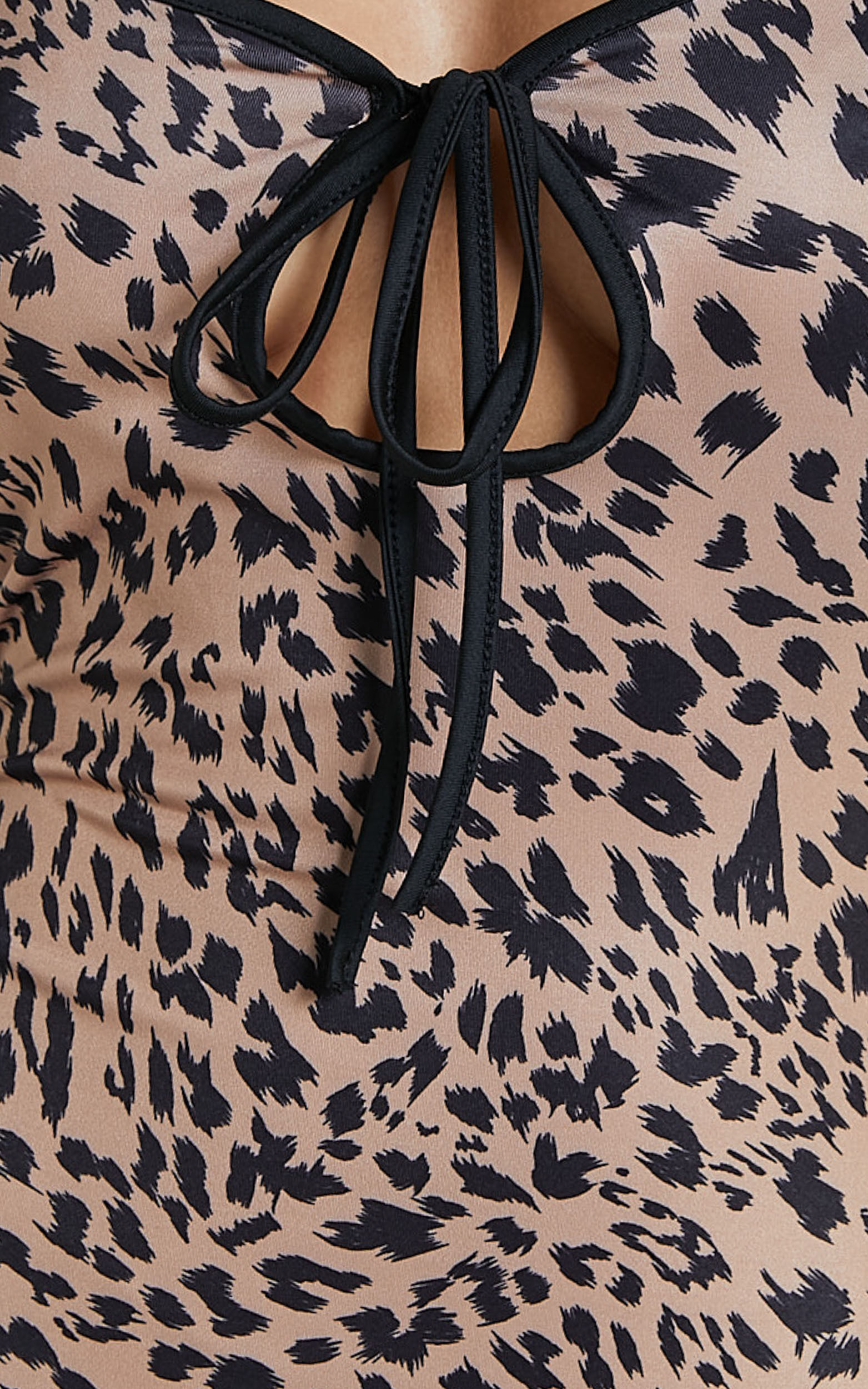 Isabel Midi Dress - Slip Dress With Key Hole Detail in Leopard