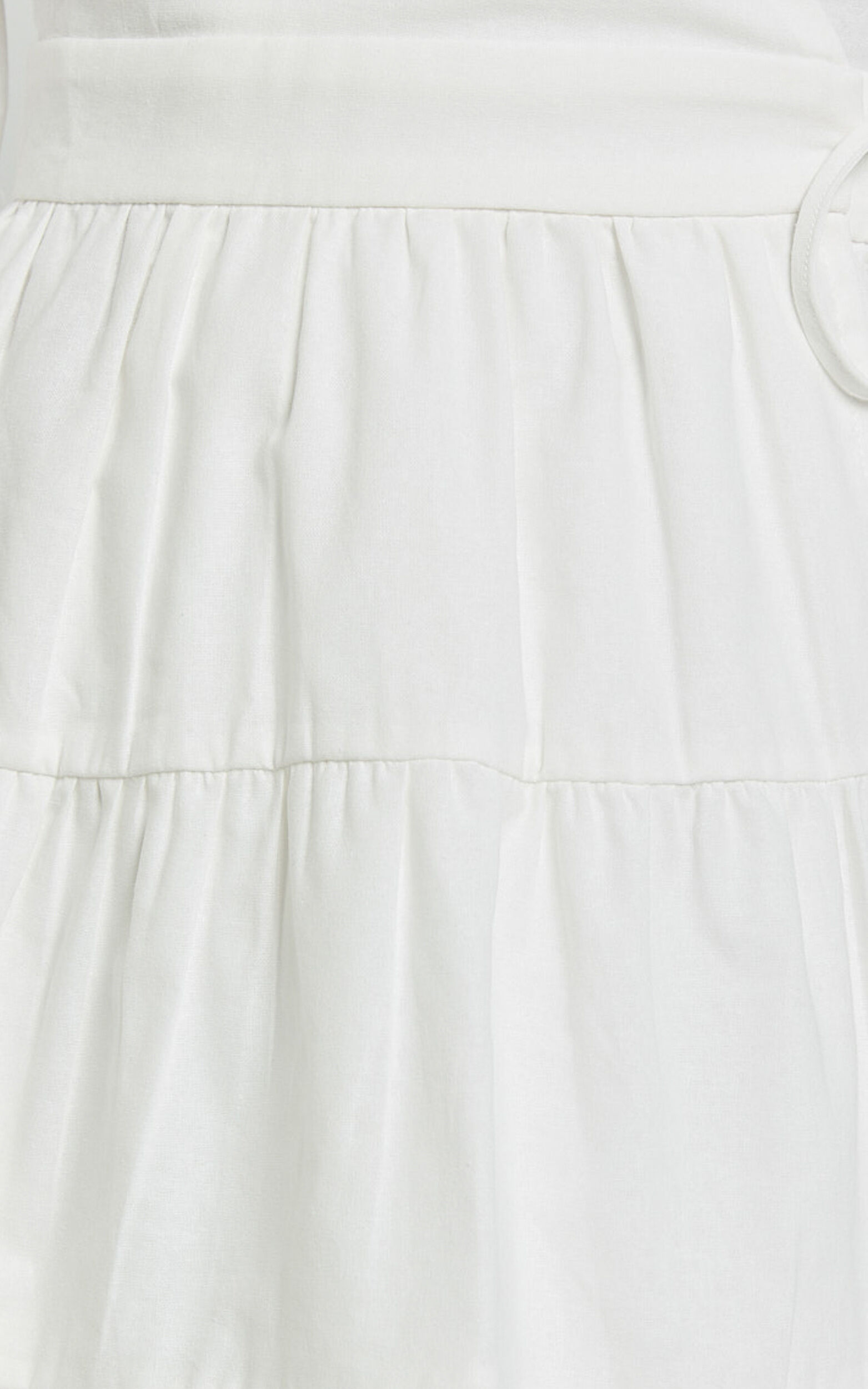 Brenda Mini Dress - Long Puff Sleeve Wrap Linen Blend Dress in Ivory