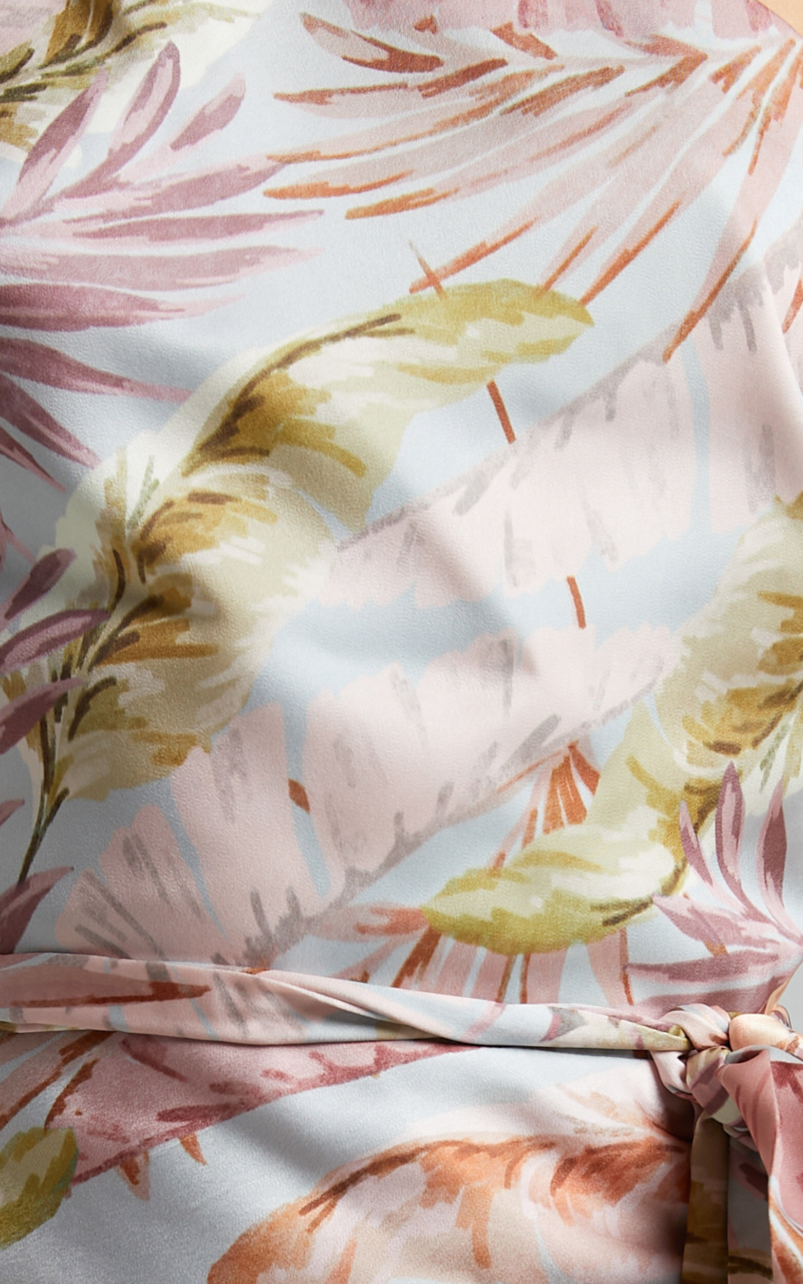 Adea Midi Dress - Asymmetric One Shoulder Slip Dress in Blue Lagoon Leaf Print