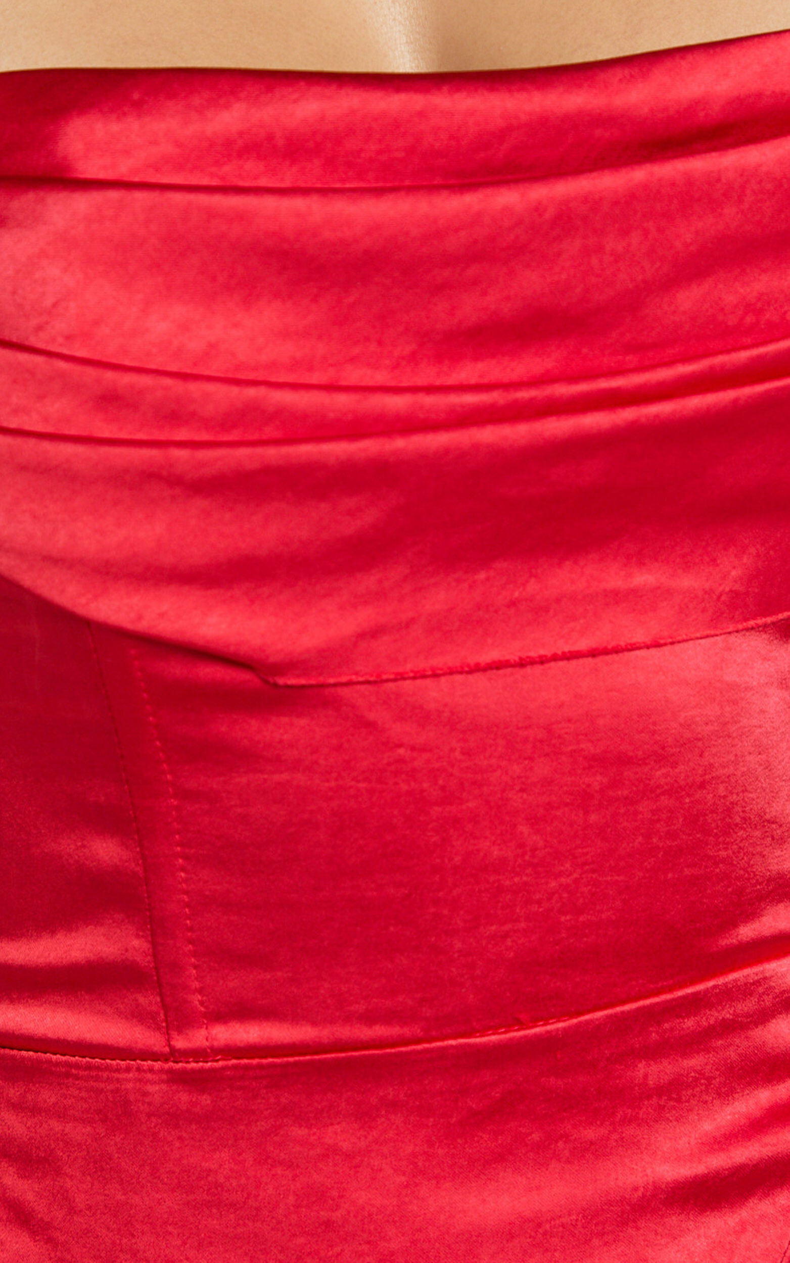 Jacinda Midi Dress - Pleated Bust Draped Front Fitted Dress in Red