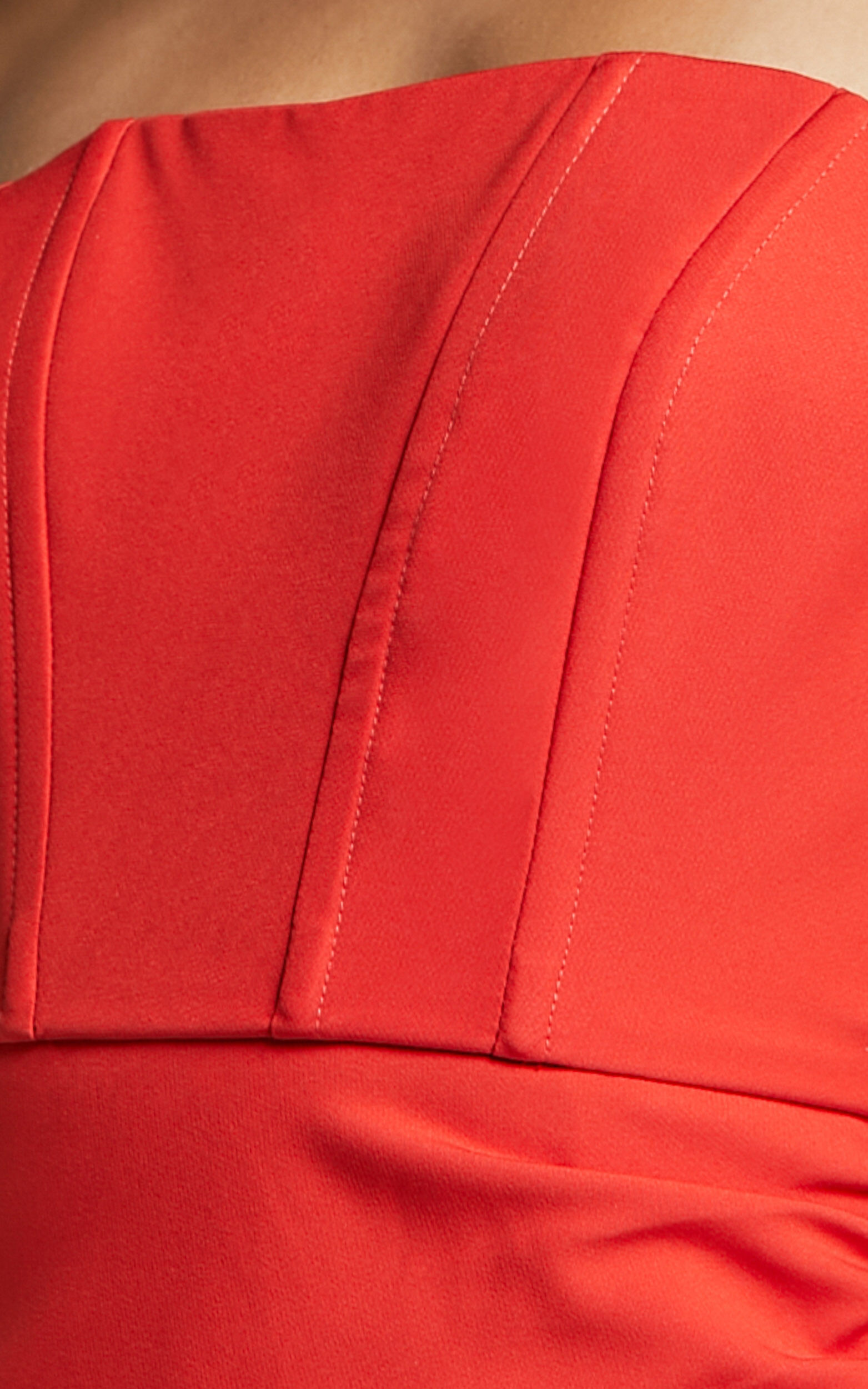 Bonne Mini Dress - Strapless Corset Side Split Dress in Red