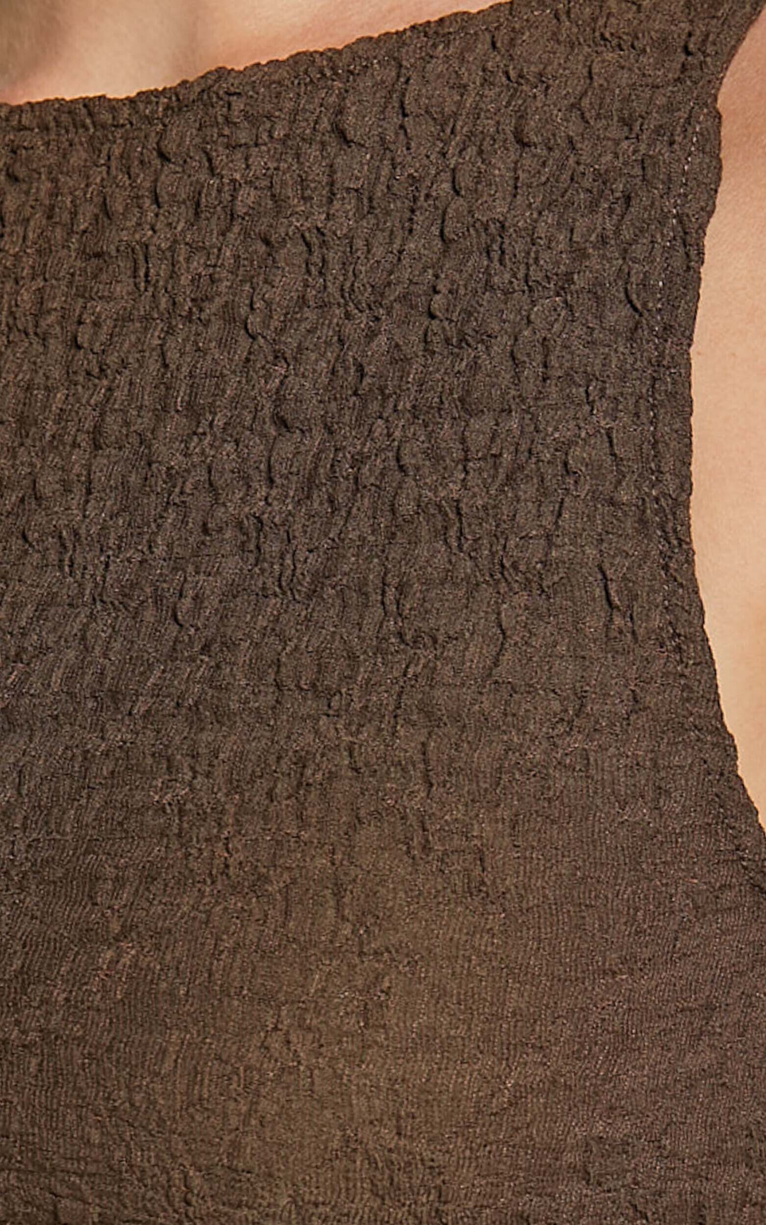 Alesia Maxi Dress - High Neck Sleeveless Bodycon Dress in Chocolate