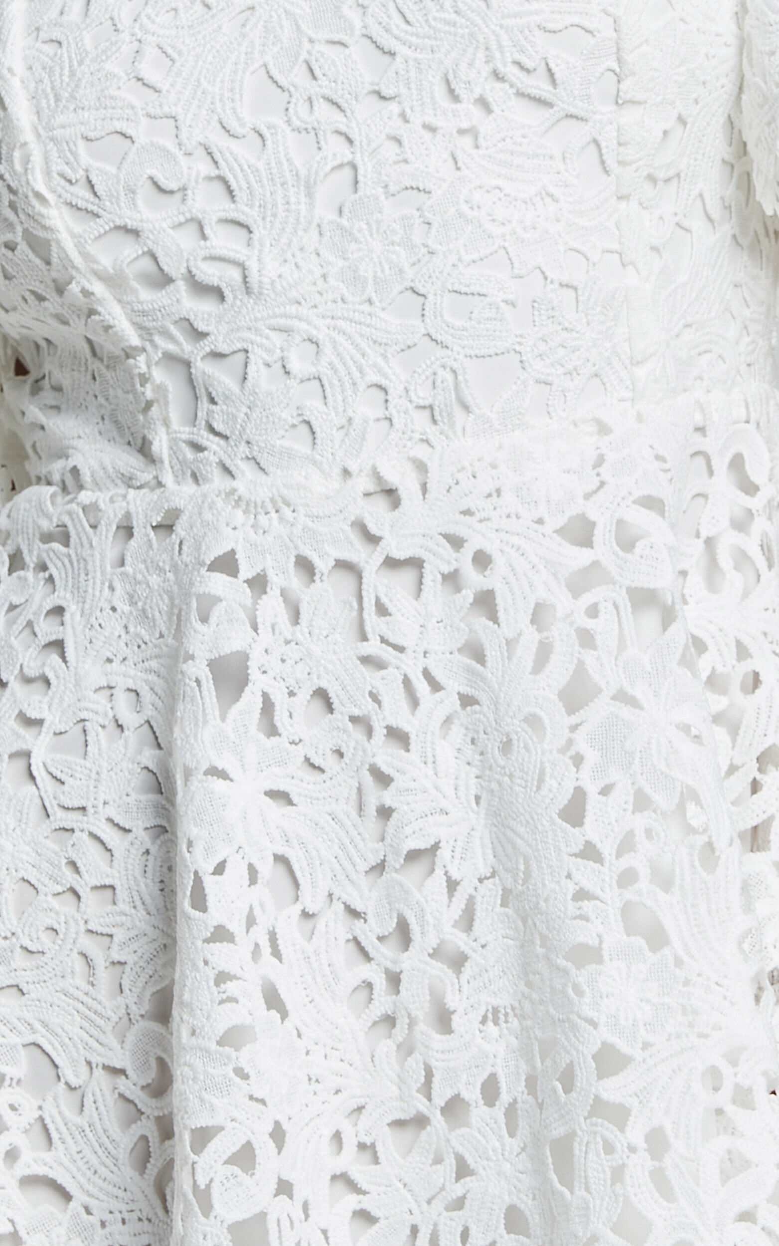 Marisole Mini Dress - A Line Flutter Sleeve Lace Dress in White