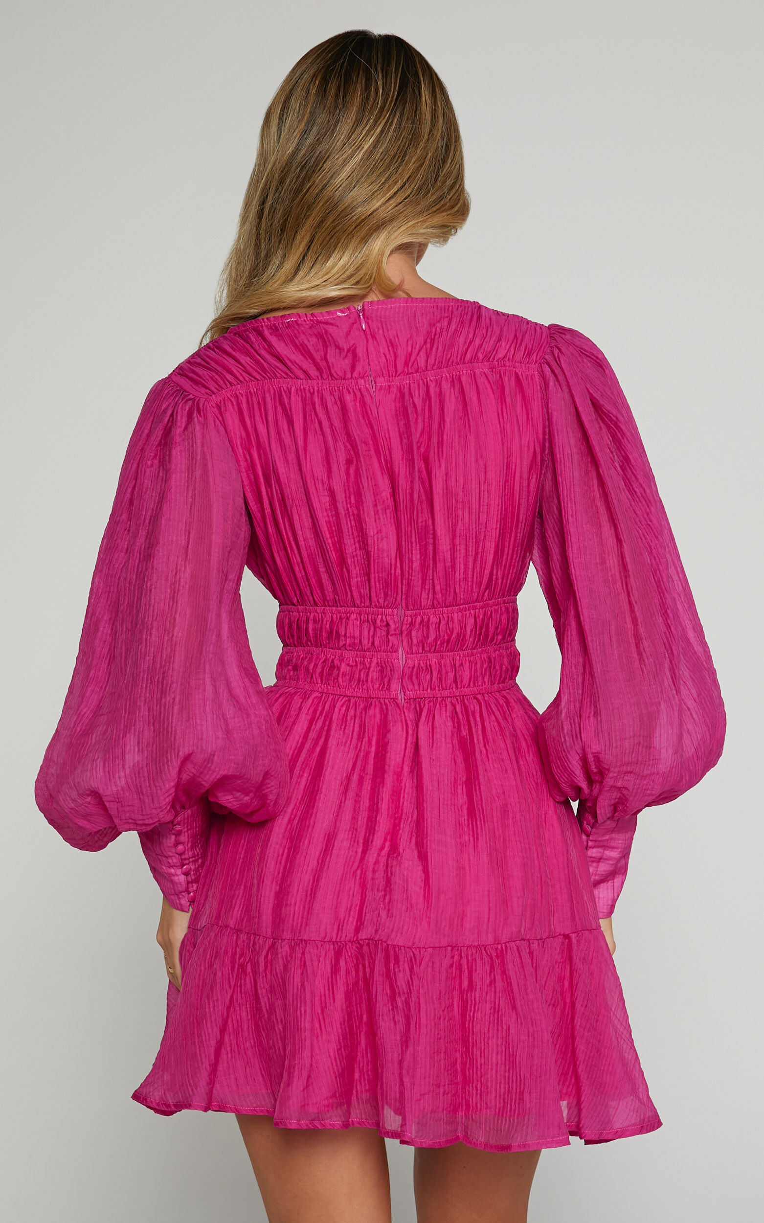 Phillipa Mini Dress - V Neck Dress in Hot Pink