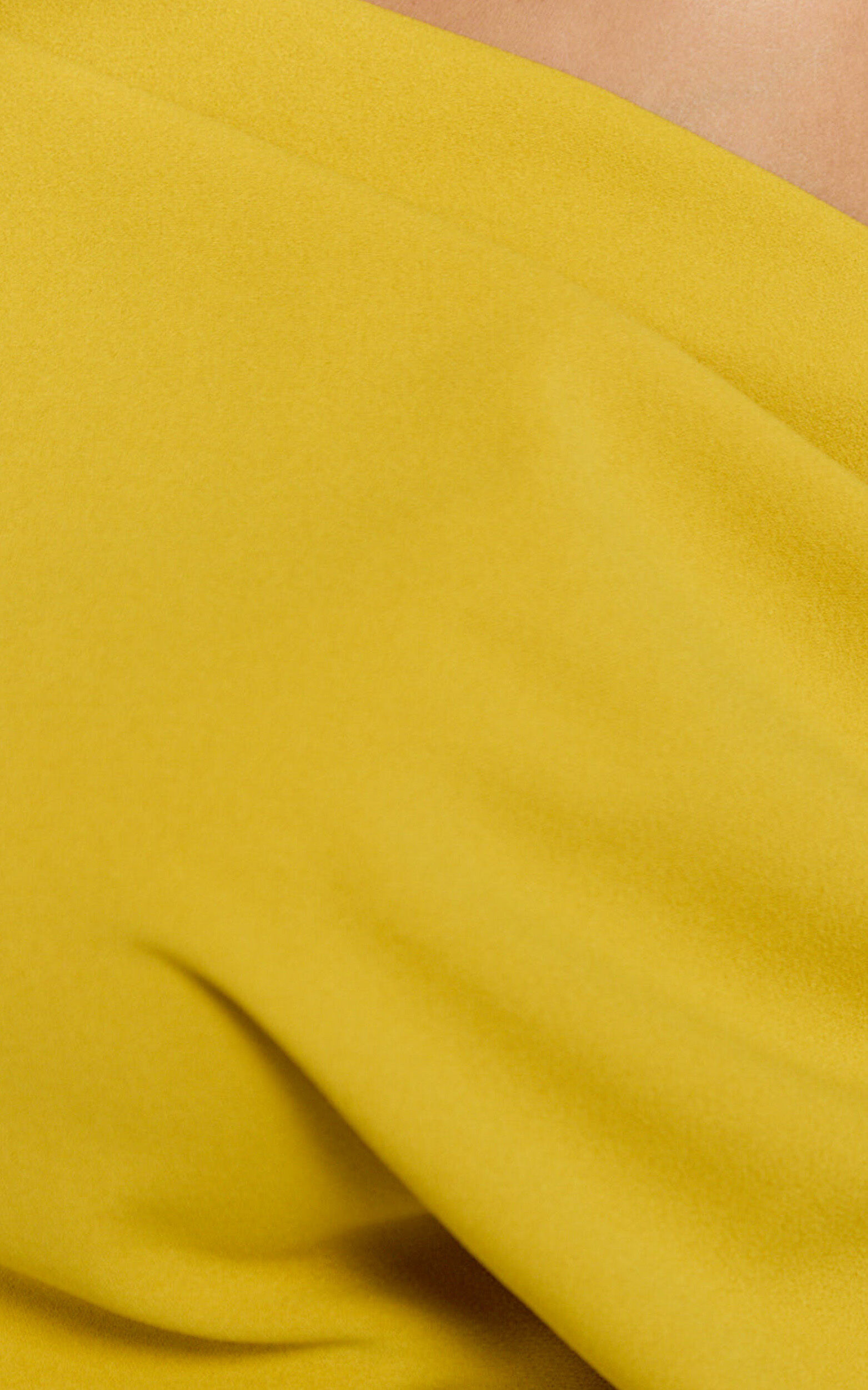 Nalfie Midi Dress - Tipped Shoulder Jersey Drape Dress in Mustard