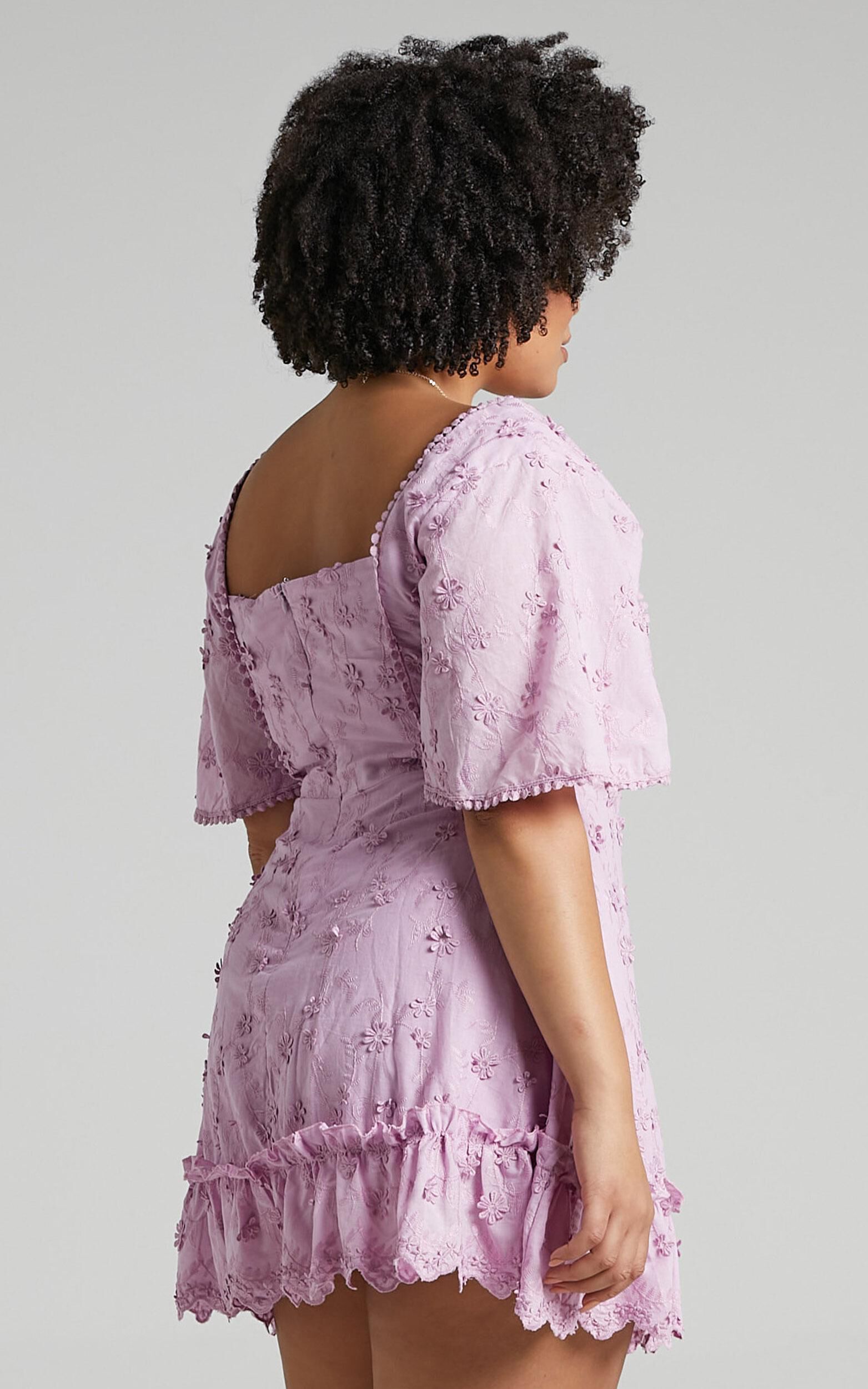 Fancy A Spritz Mini Dress - Square Neck Dress in Lilac