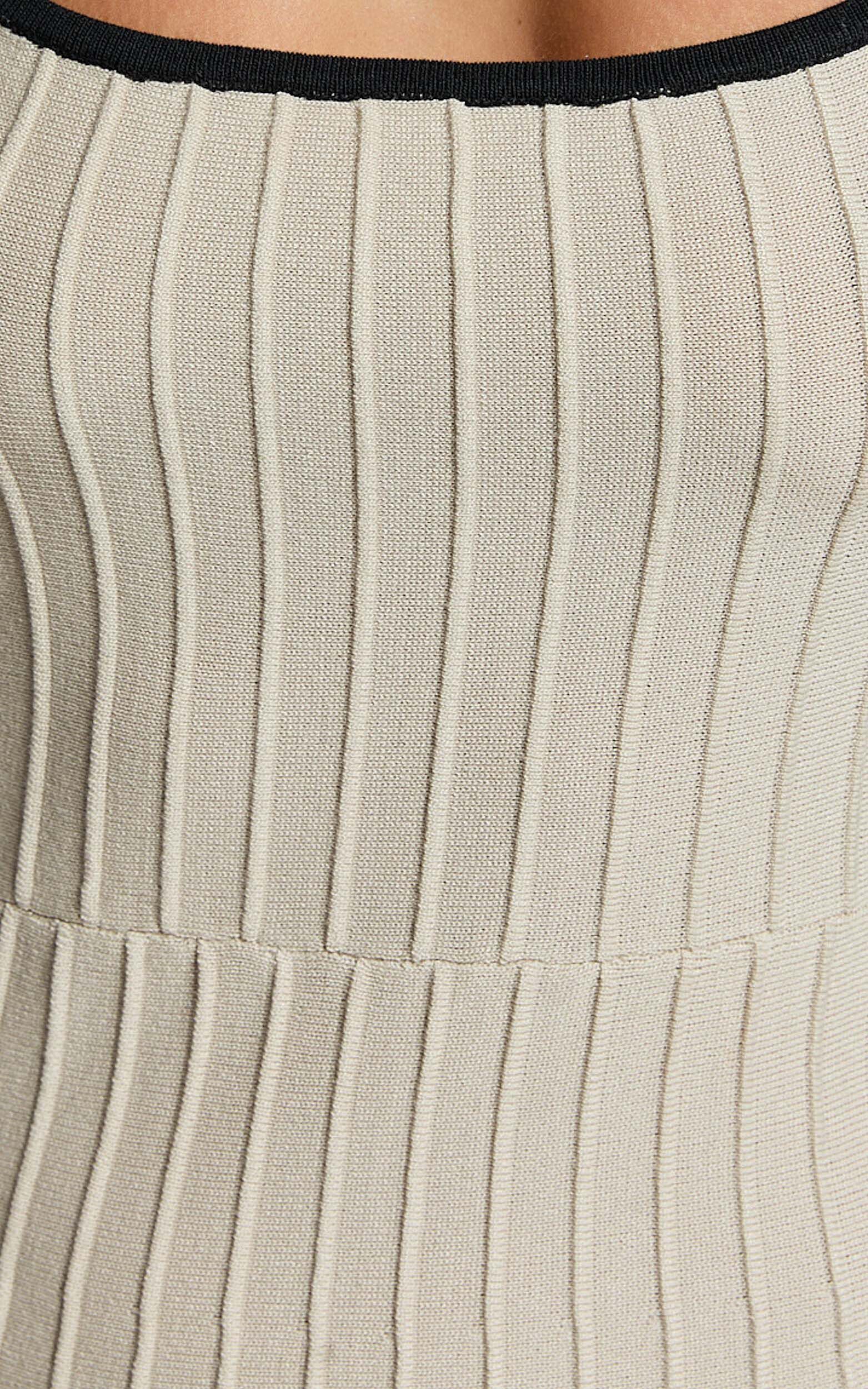 Melody Maxi Dress - Panelled Knit Contrast Detail Dress in Oat