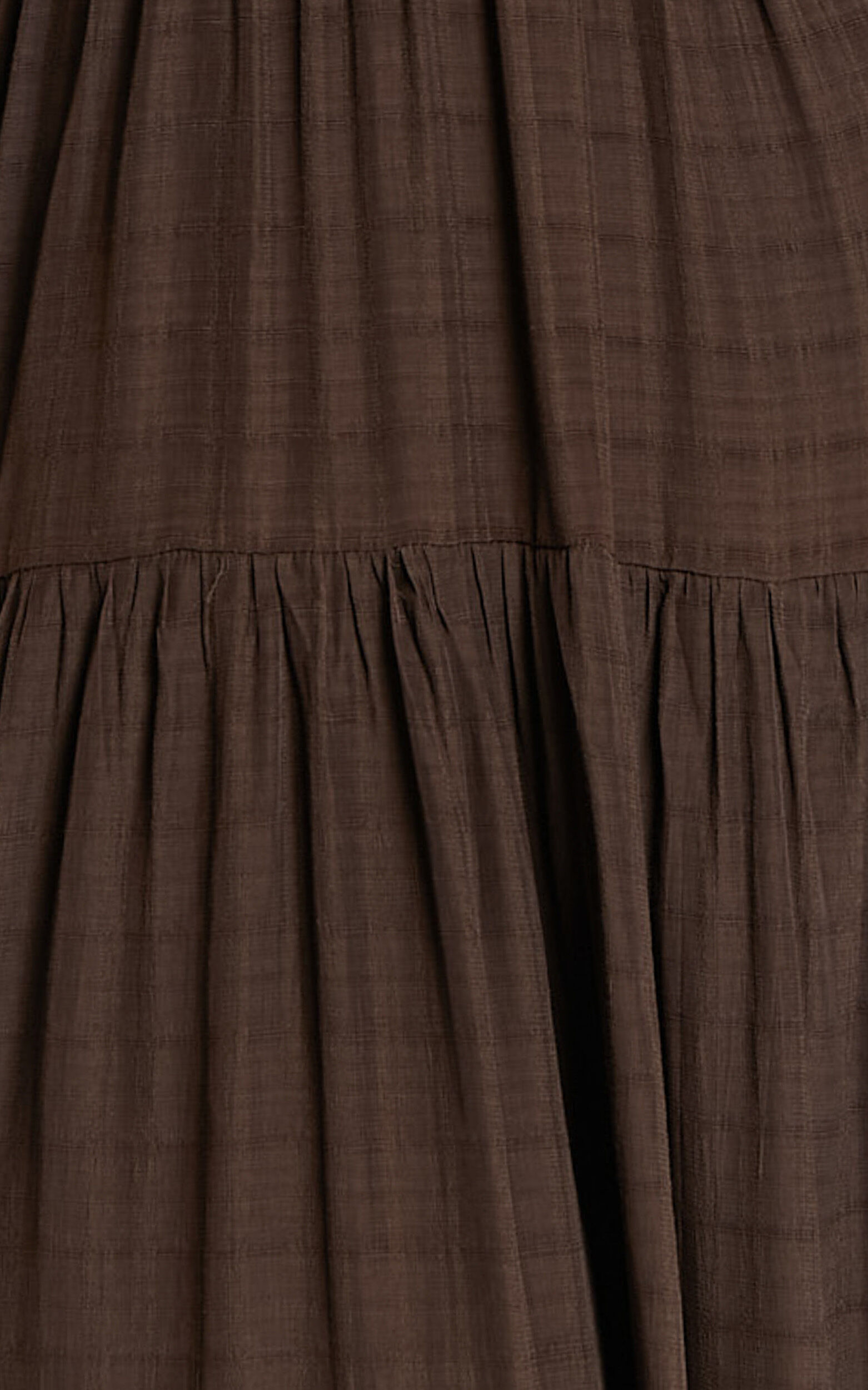 Cryzel Midi Dress - Flutter Sleeve Tiered Dress in Chocolate