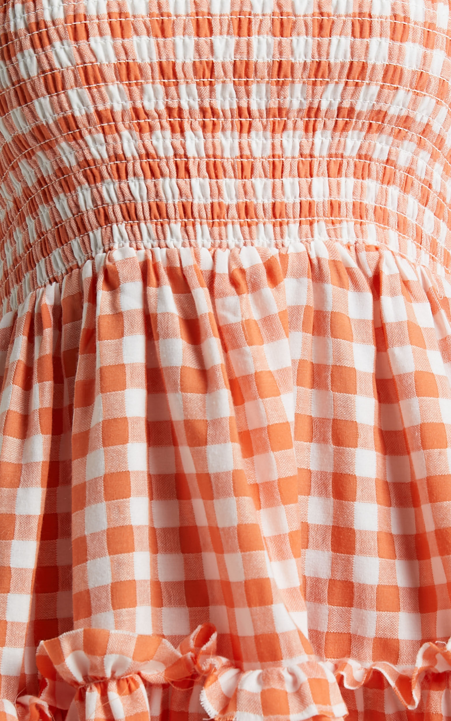 Wilda Mini Dress - Shirred Tiered Dress in Orange