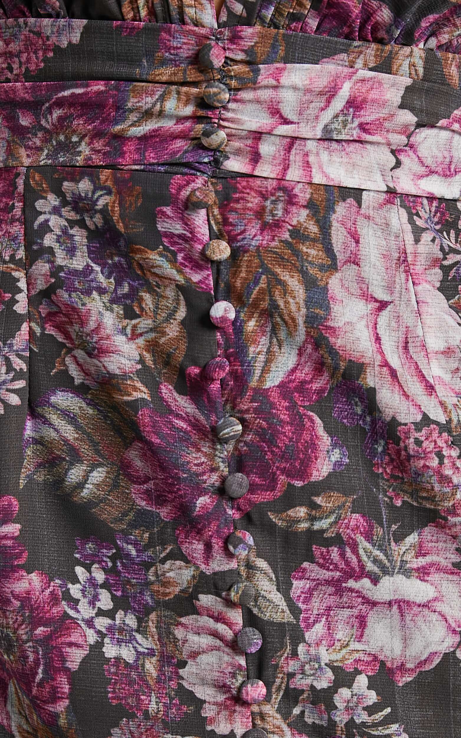 Lorelei Maxi Dress - V Neck Balloon Sleeve Dress in Harvest Floral