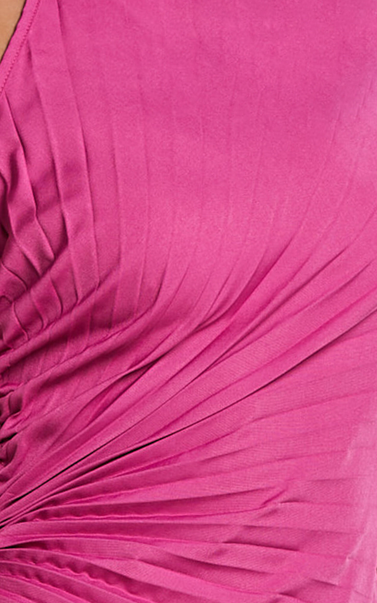 Gilly Midi Dress - Asymmetric Pleated Dress in Berry