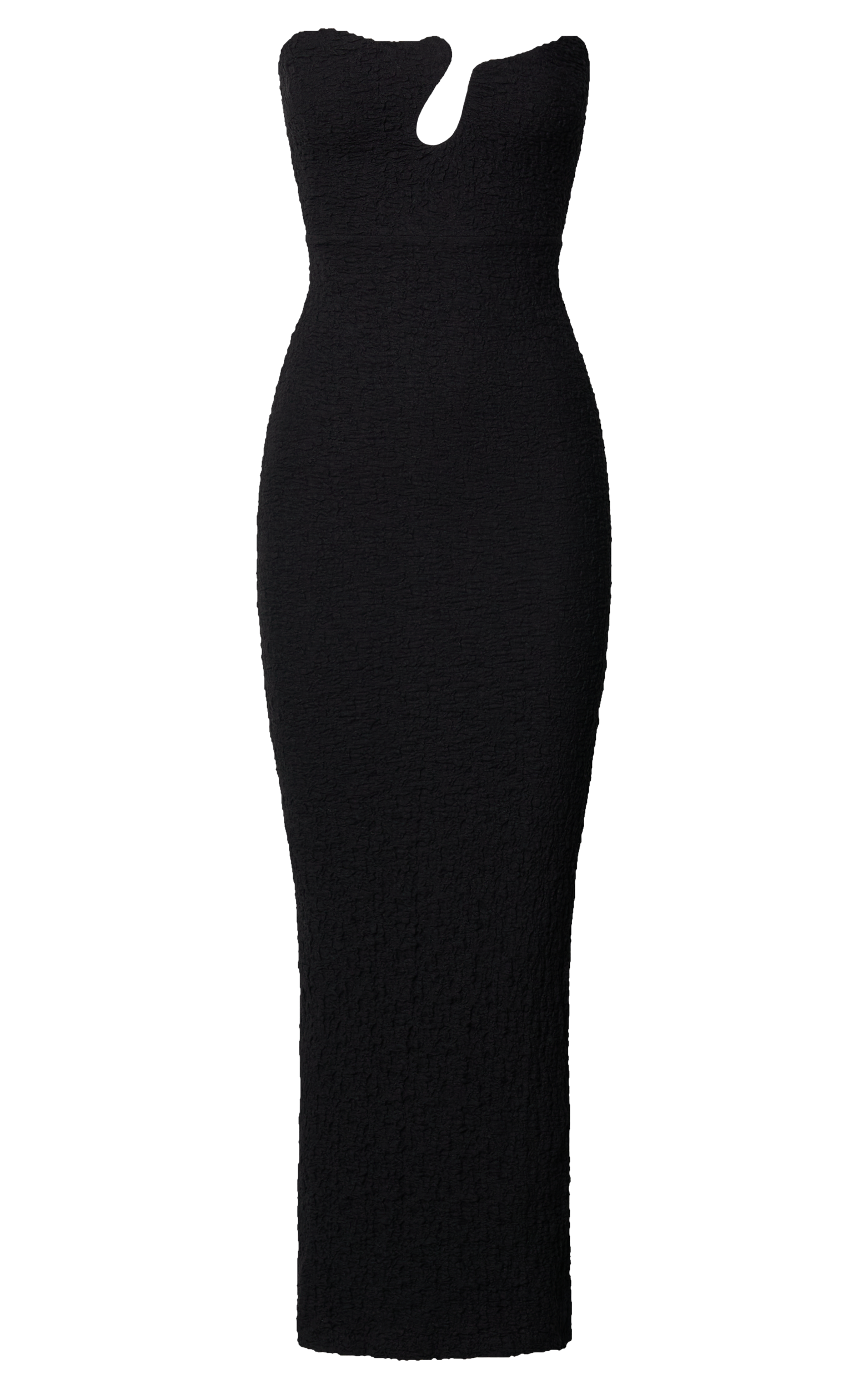 Alberta Maxi Dress- Strapless bust detail textured dress in Black