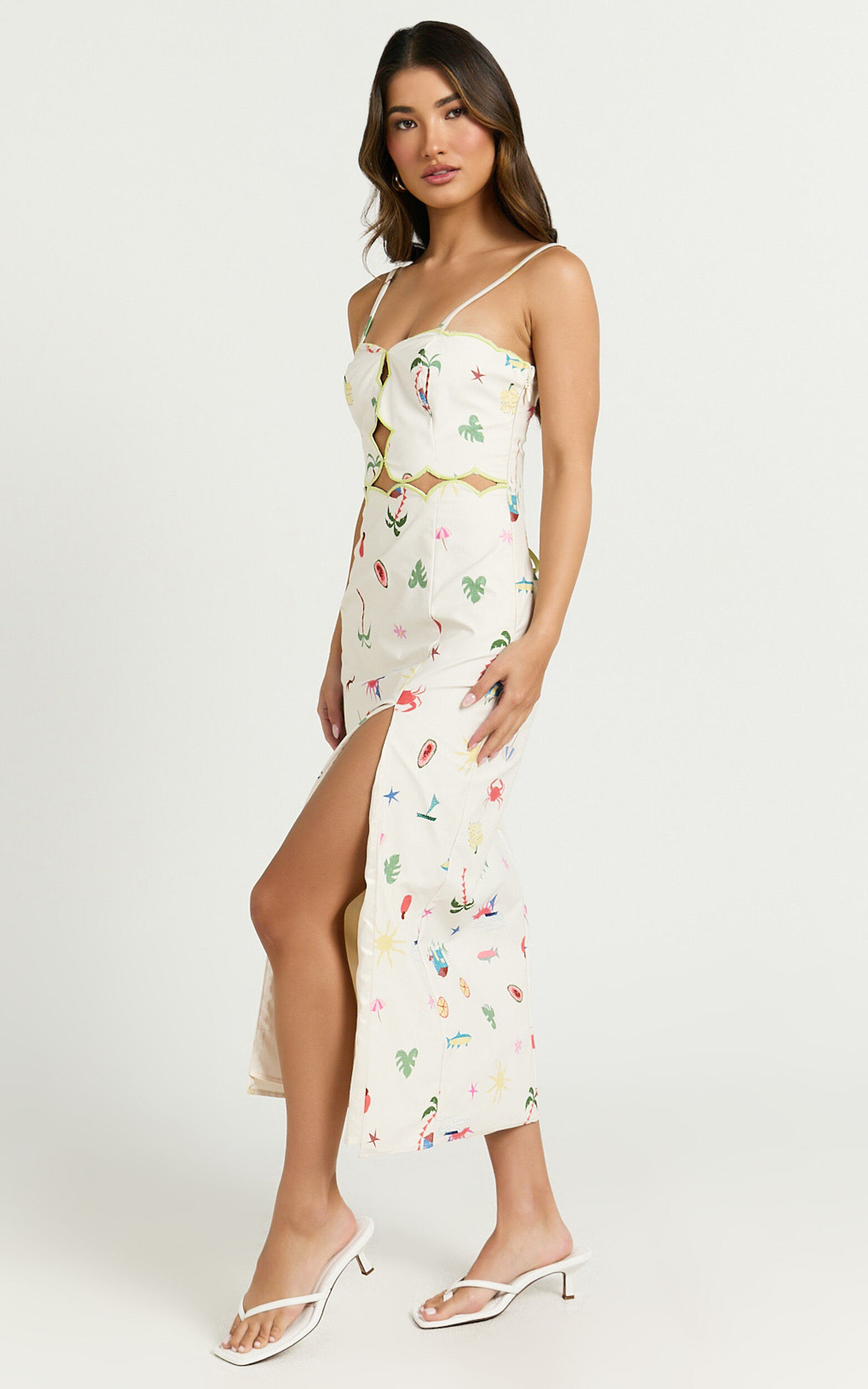 Amalie The Label - Malia Lace Up Back Midi Dress in Tropical Oasis Print