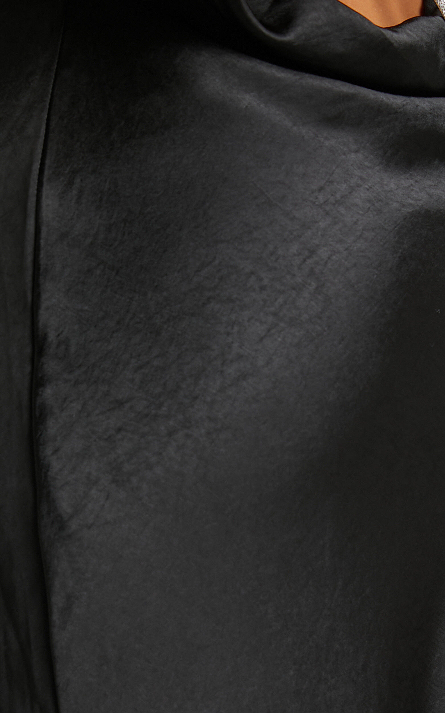 Arichie Maxi Dress - Cowl Back Diamante Strap Satin Dress in Black