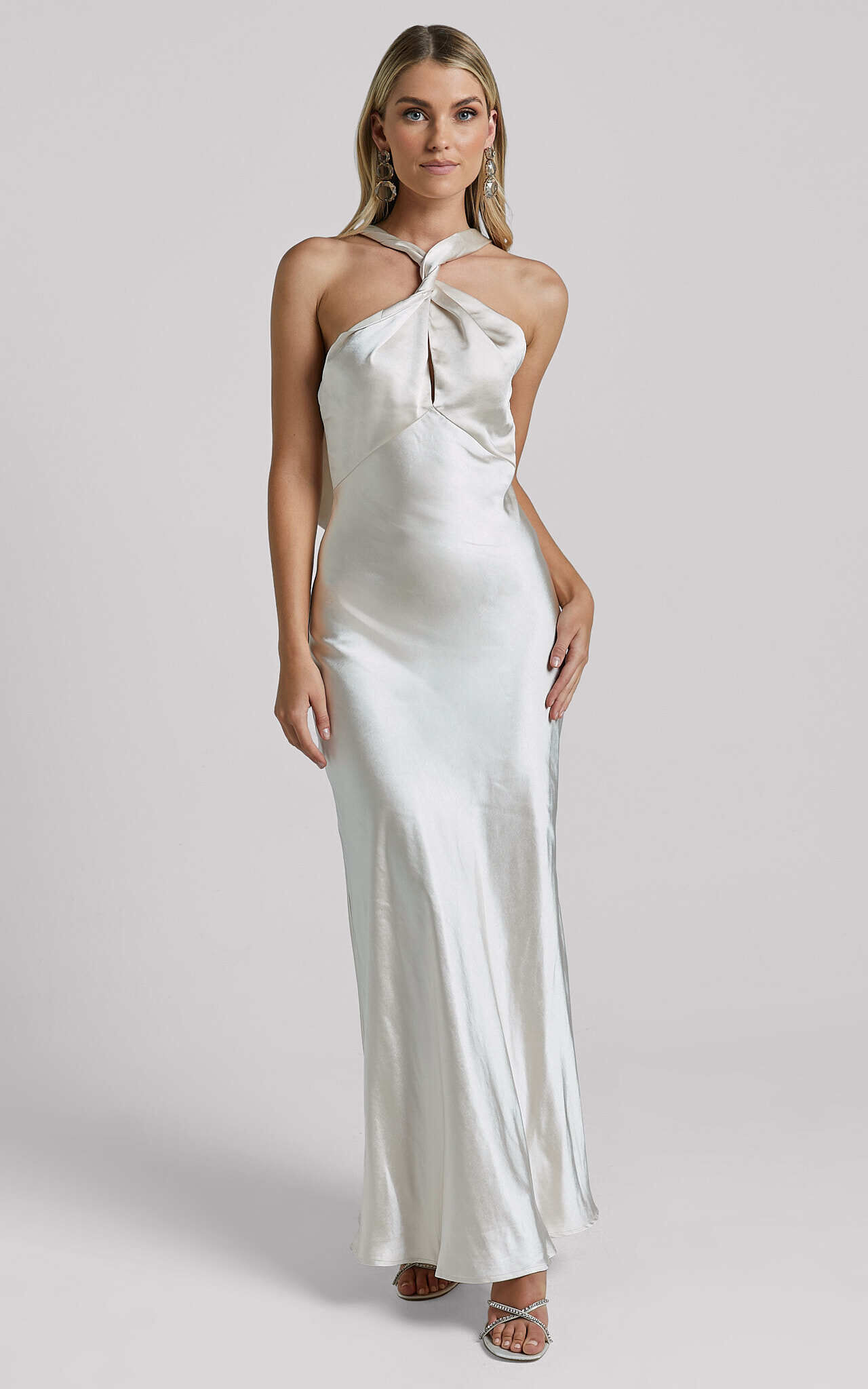 Florita Maxi Dress - Twist Halter Slip in Ivory