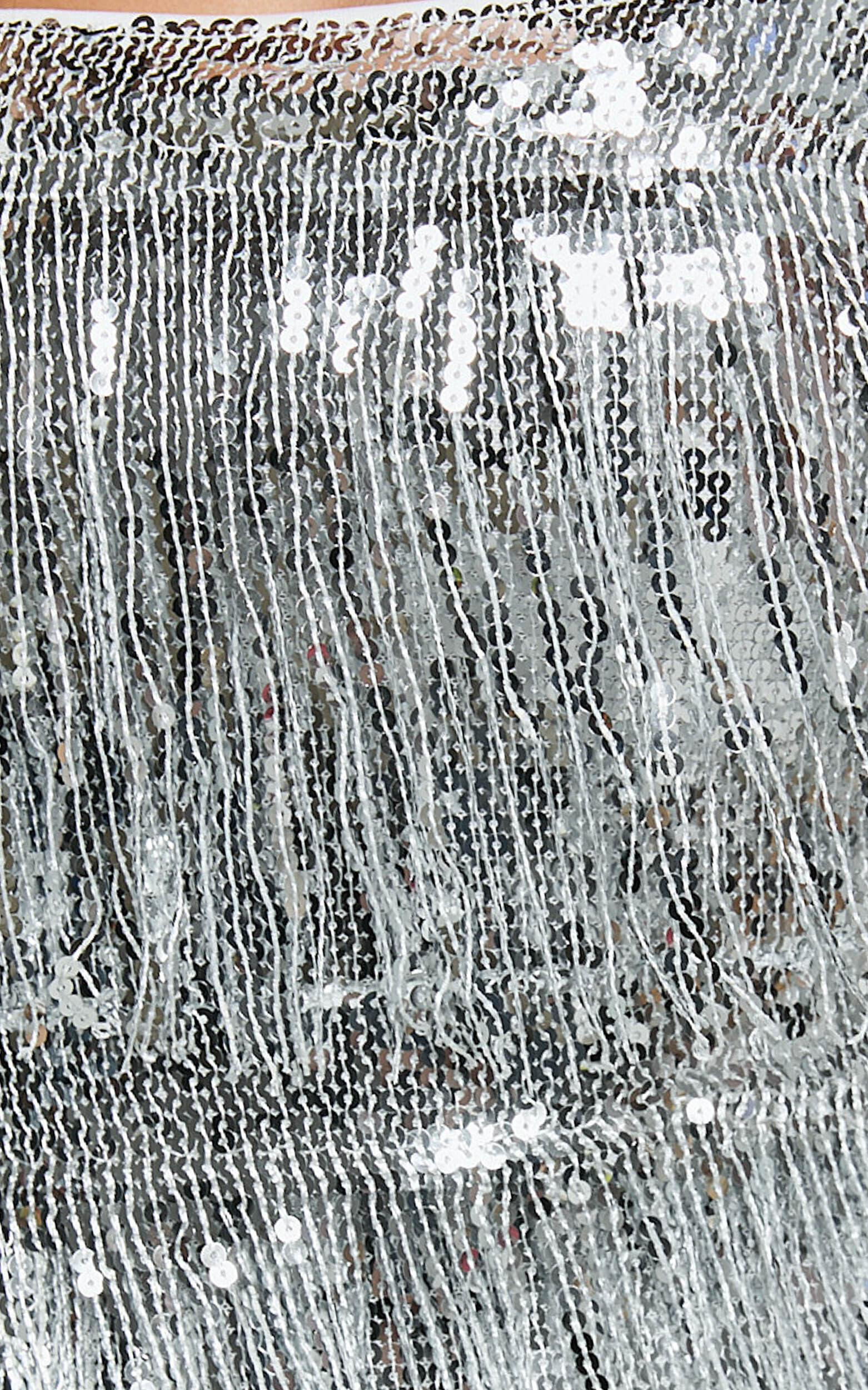 Paris Mini Dress - Sequin Fringe Dress in Silver