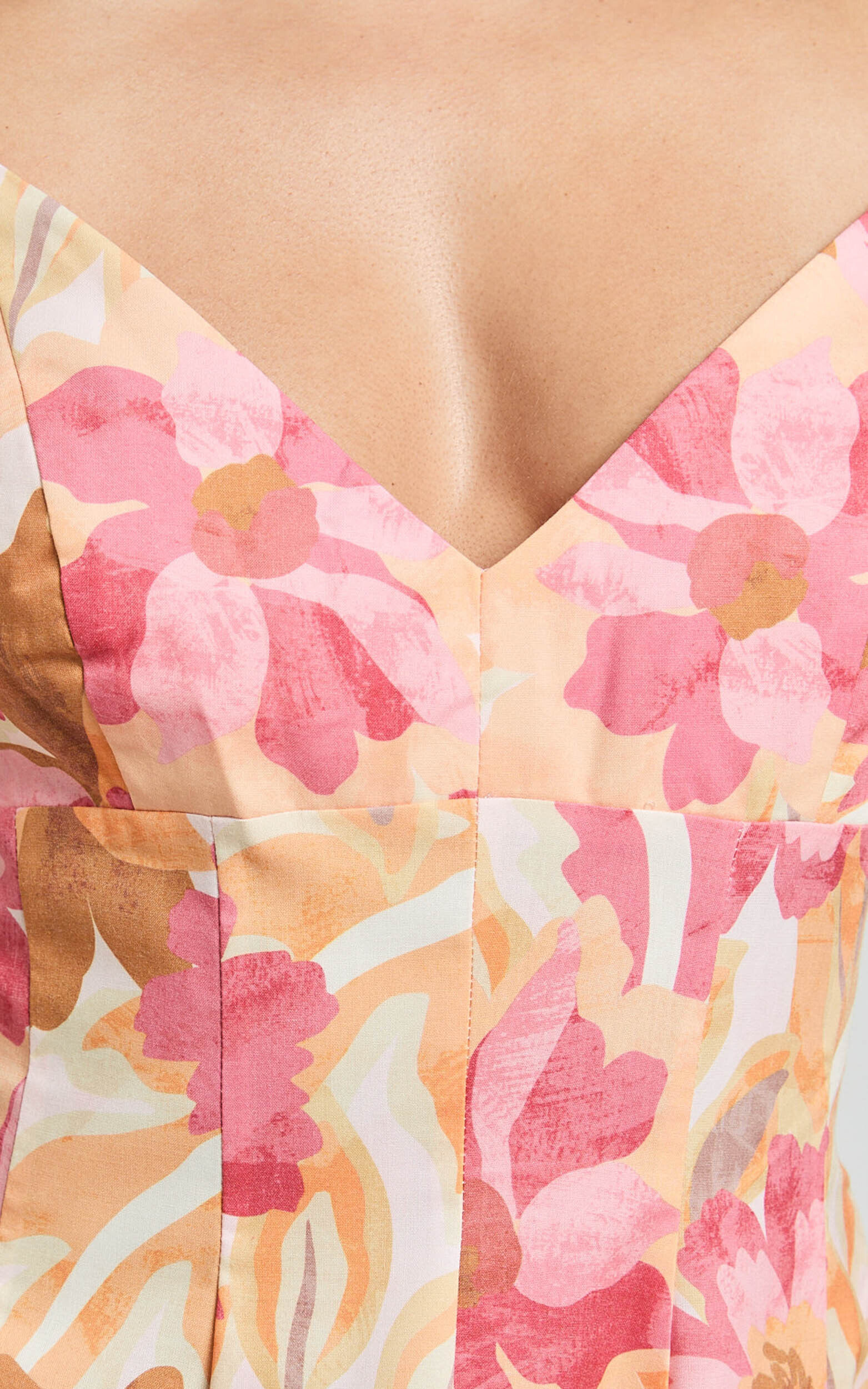 Carly Mini Dress - Strappy Bust A Line Dress in Sorbet Bloom Print