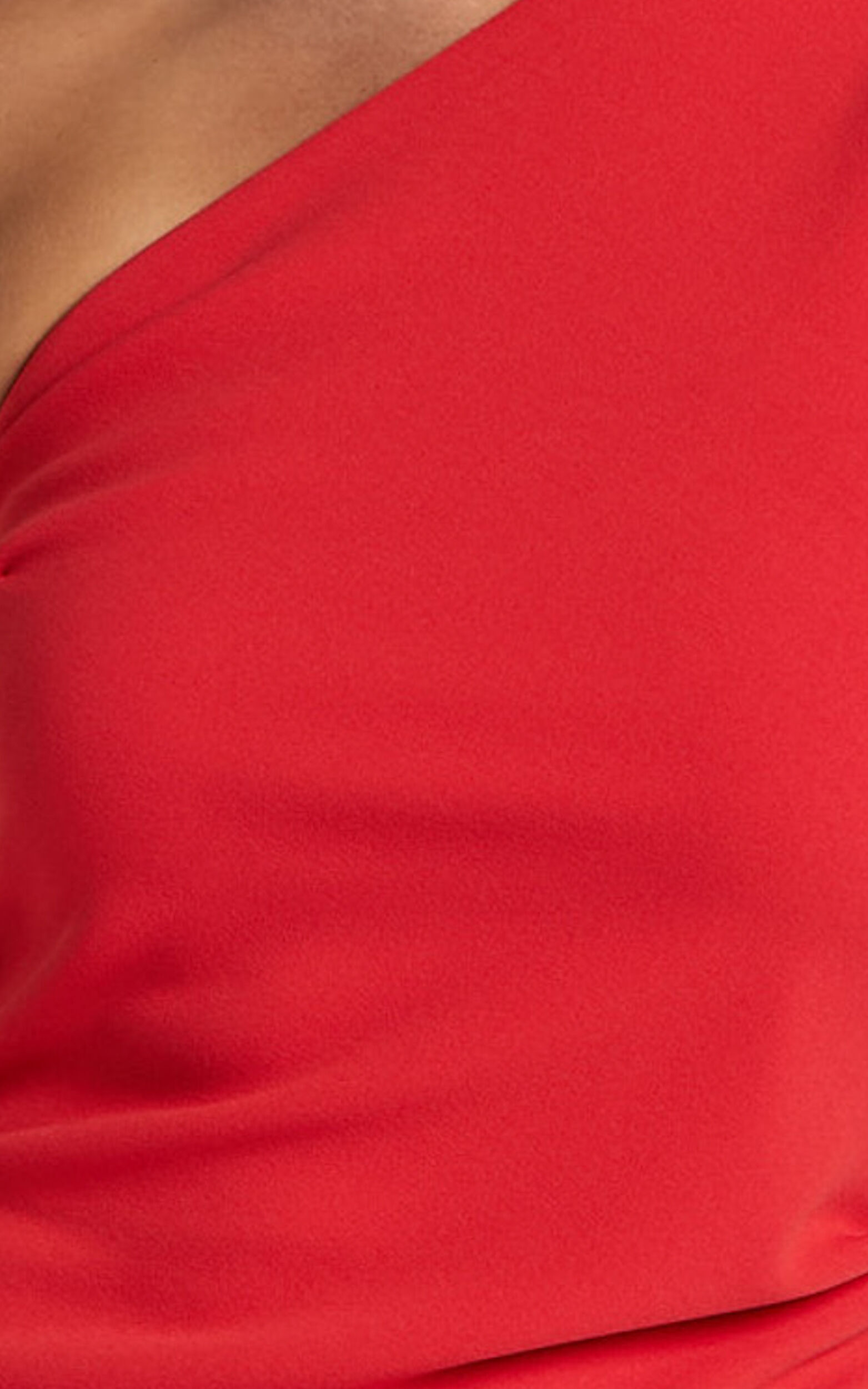 Monette Midi Dress - One Shoulder Straight Dress in Orange Red