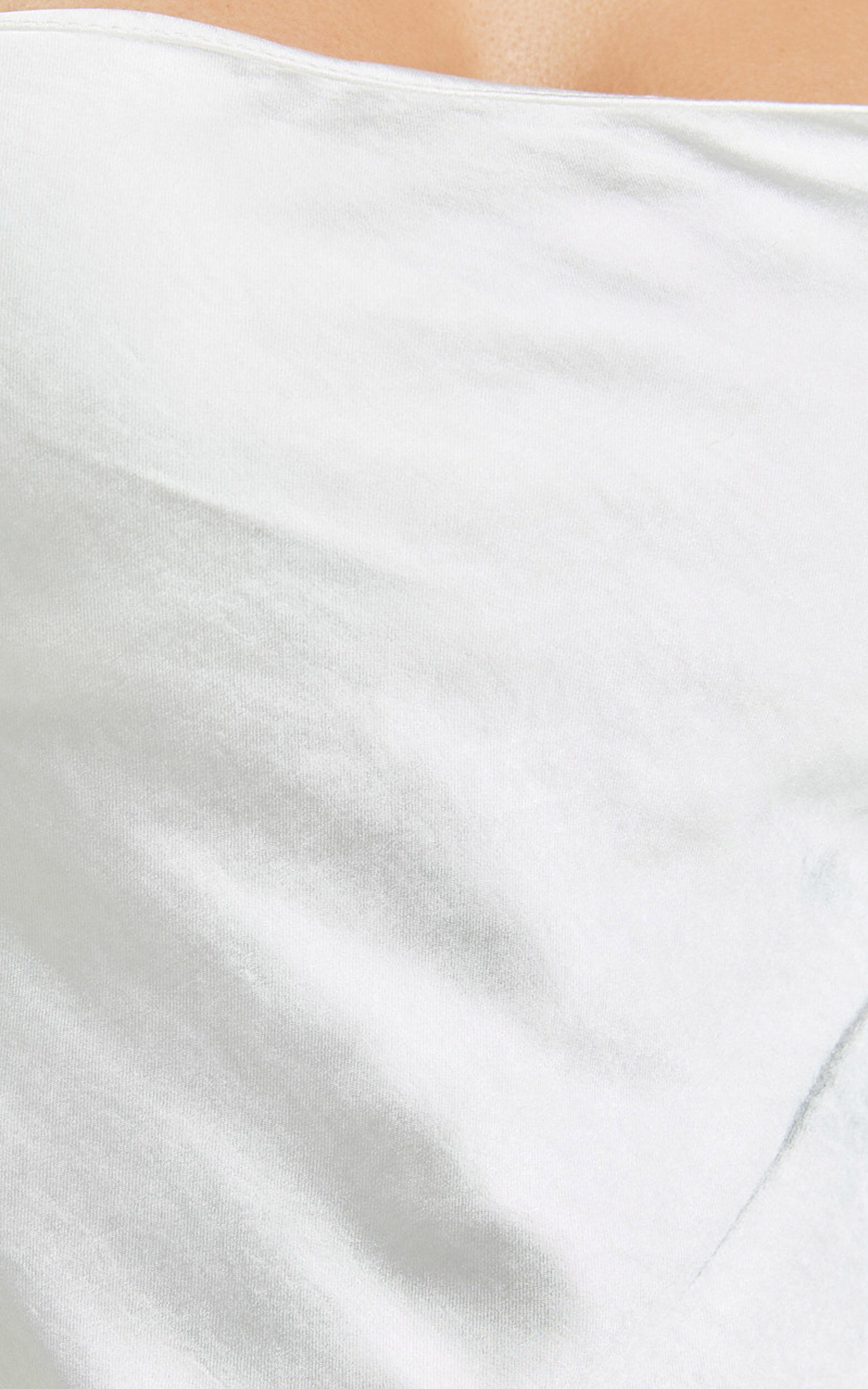 Beth Midi Dress - Pearl Detail Strap Straight Neck Slip Dress in White