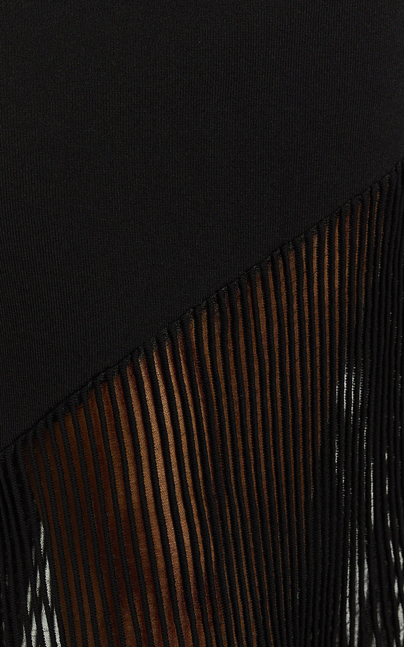 Chelly Midi Dress - Knitted Asymmetric Sheer Hem panel Dress in Black