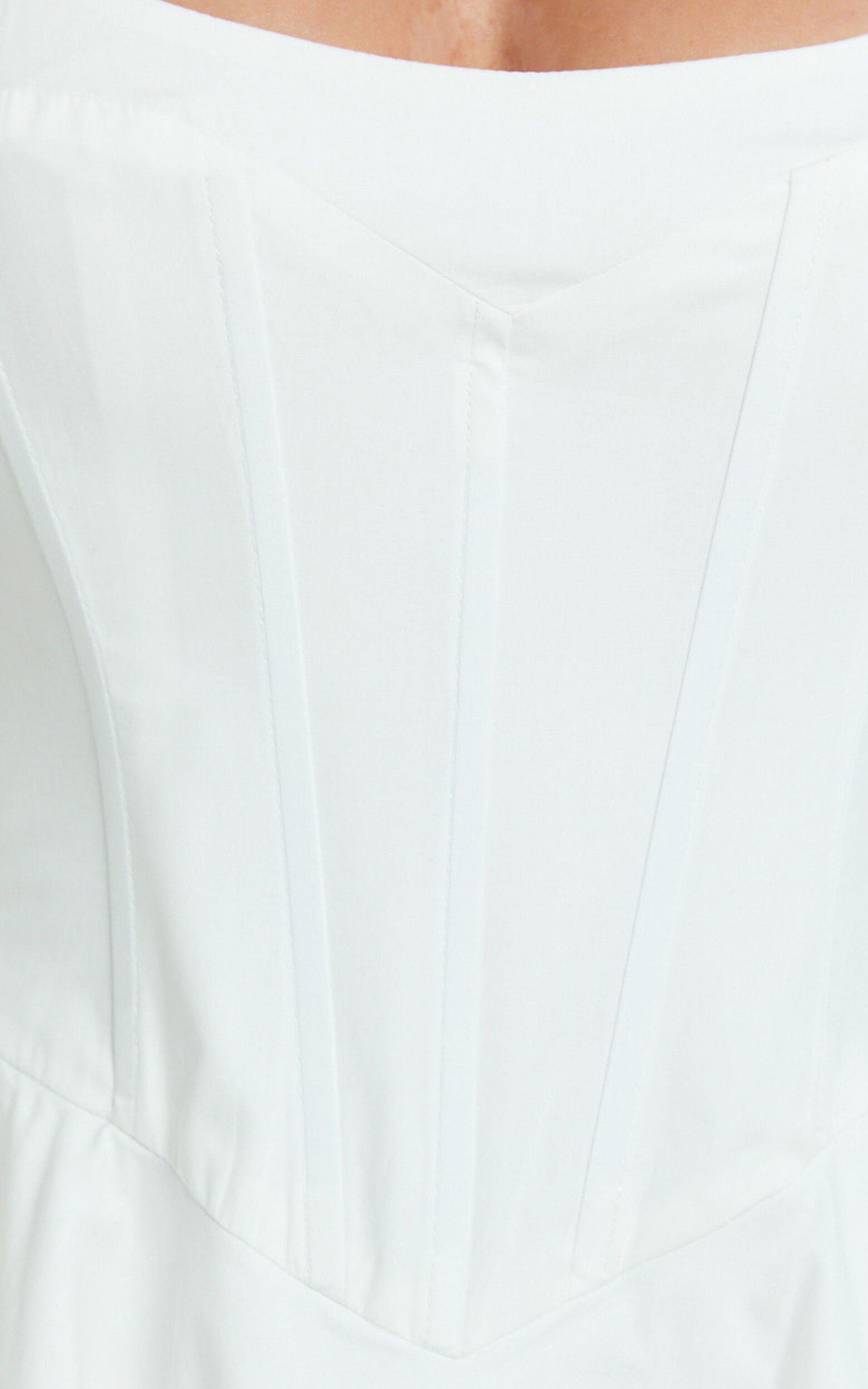 Emma Mini Dress - Scoop Neck Sleeved Corset Drop Waist Circular Skirt Dress in Off White