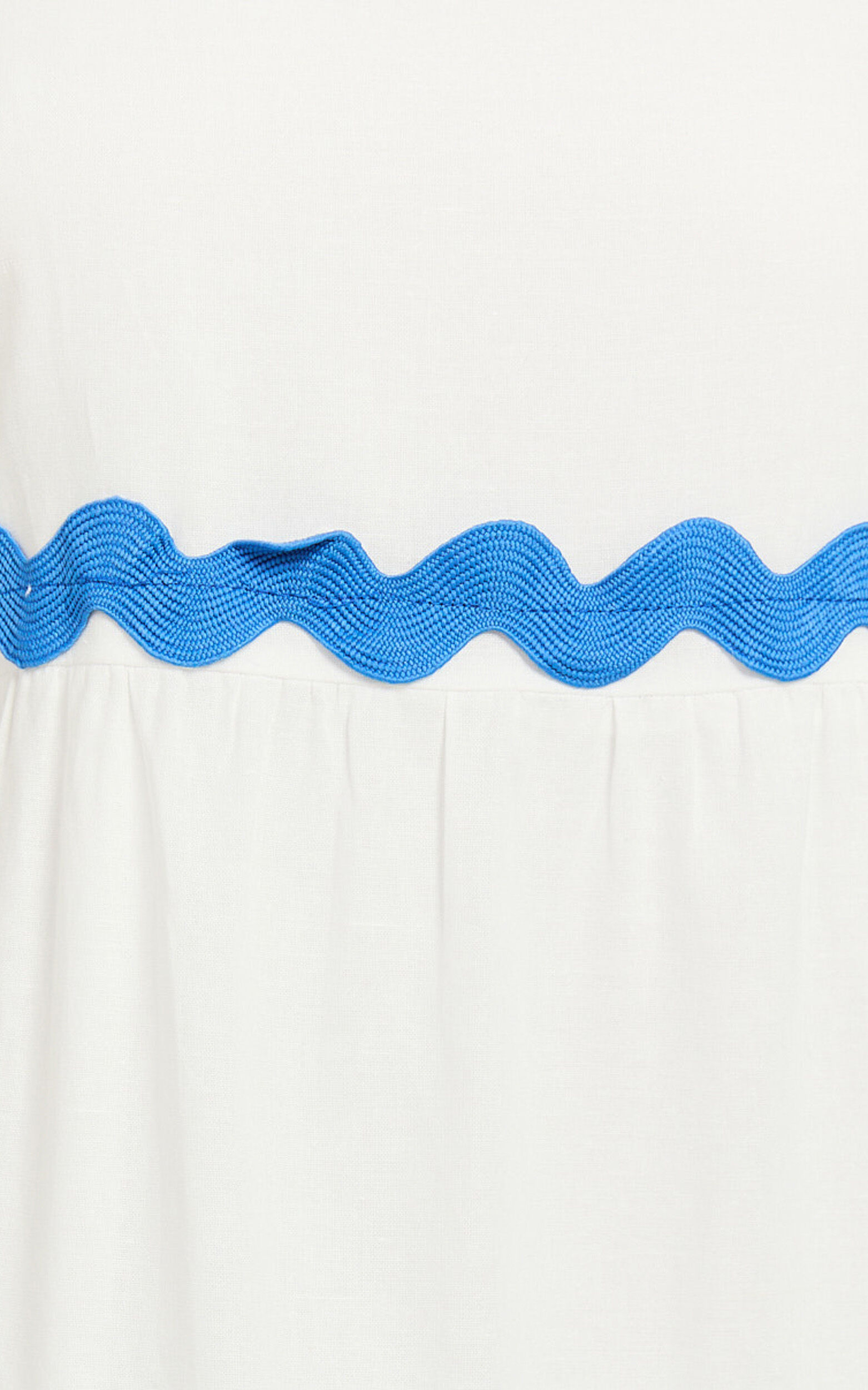 Brenda Midi Dress - Sleeveless Straight Neck Wave Detail A Line Dress in White