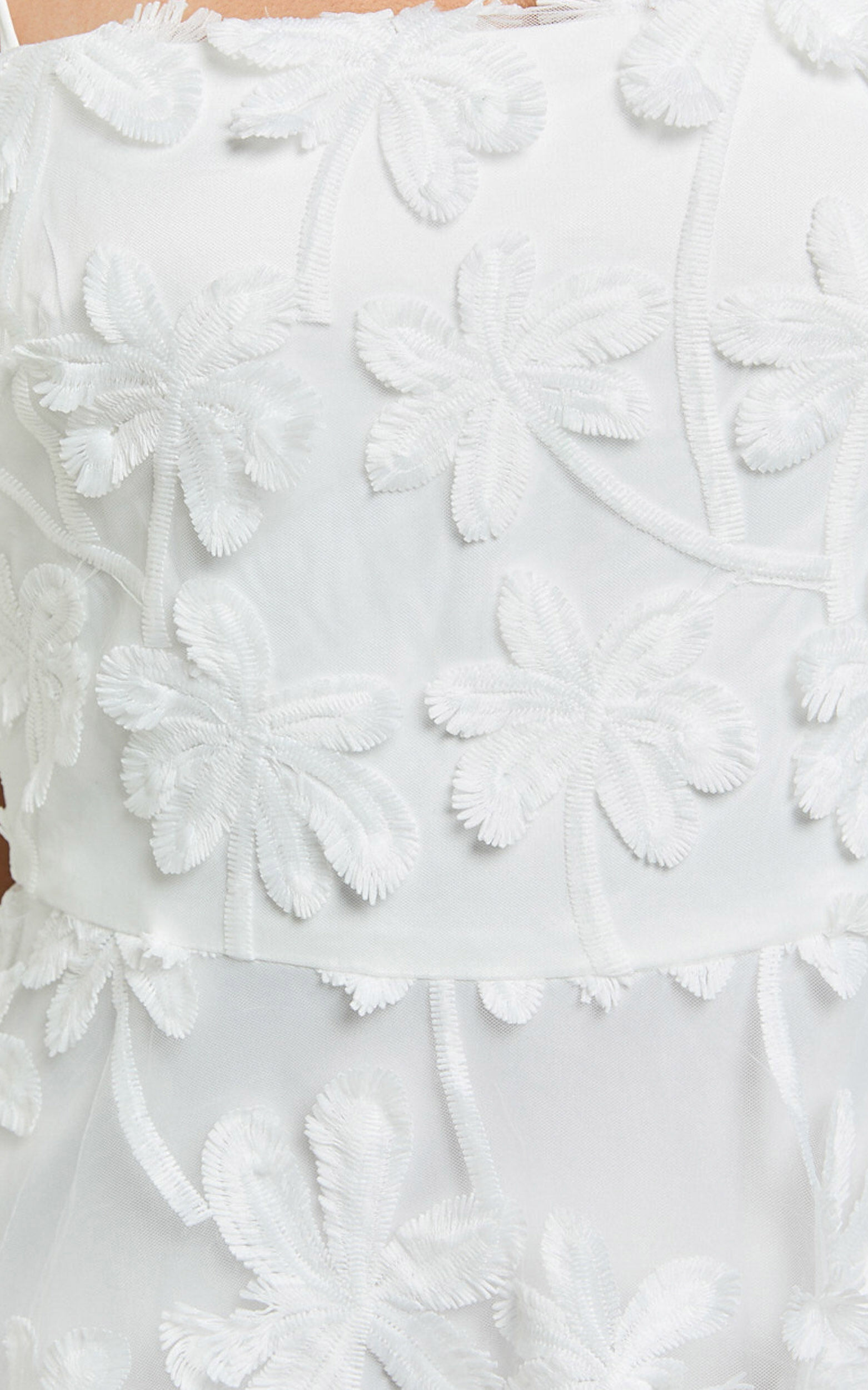 Cecilia Midi Dress - Strappy Straight Layered Dress in White