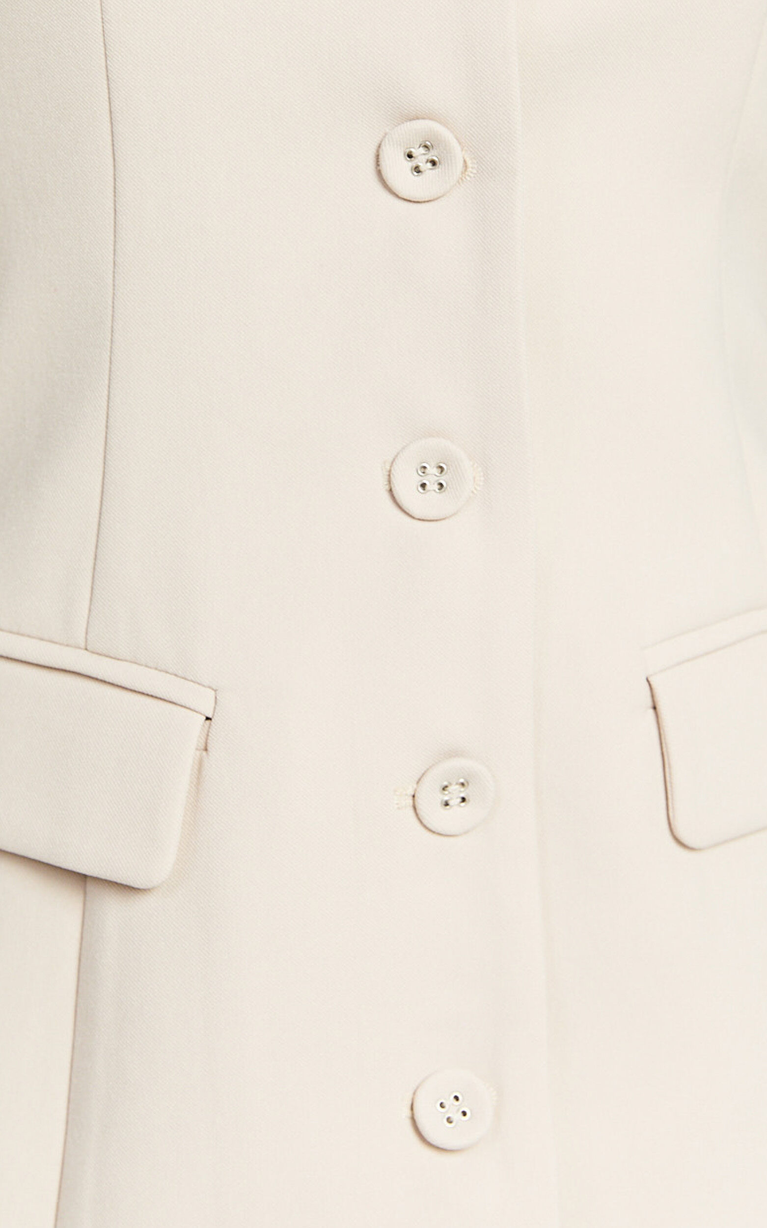 Abbey Mini Dress - Button Front V Neck Vest Dress in Oat