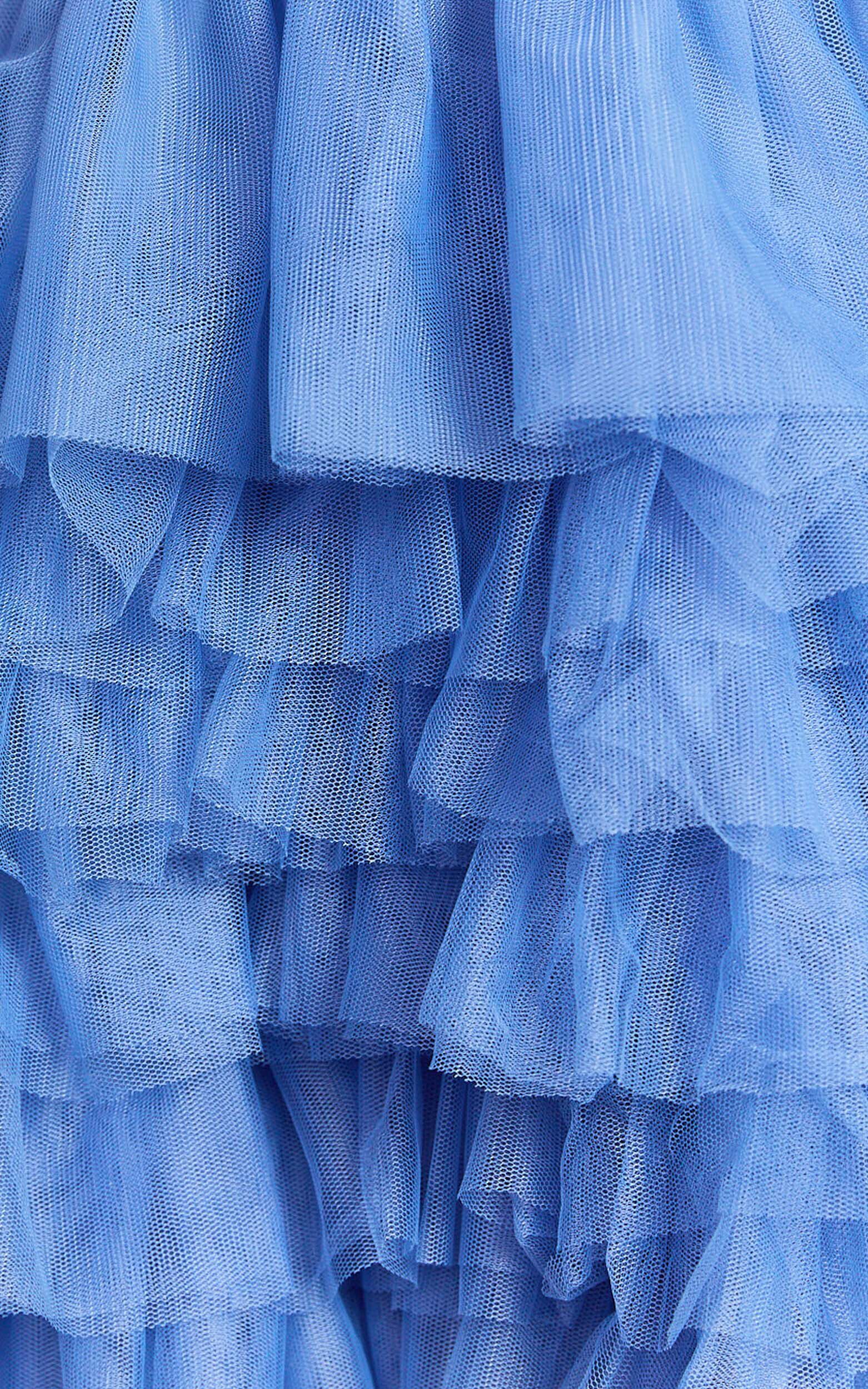 Amalie The Label - Meredith Strapless Tulle Tiered Bustier Mini Dress in Blue