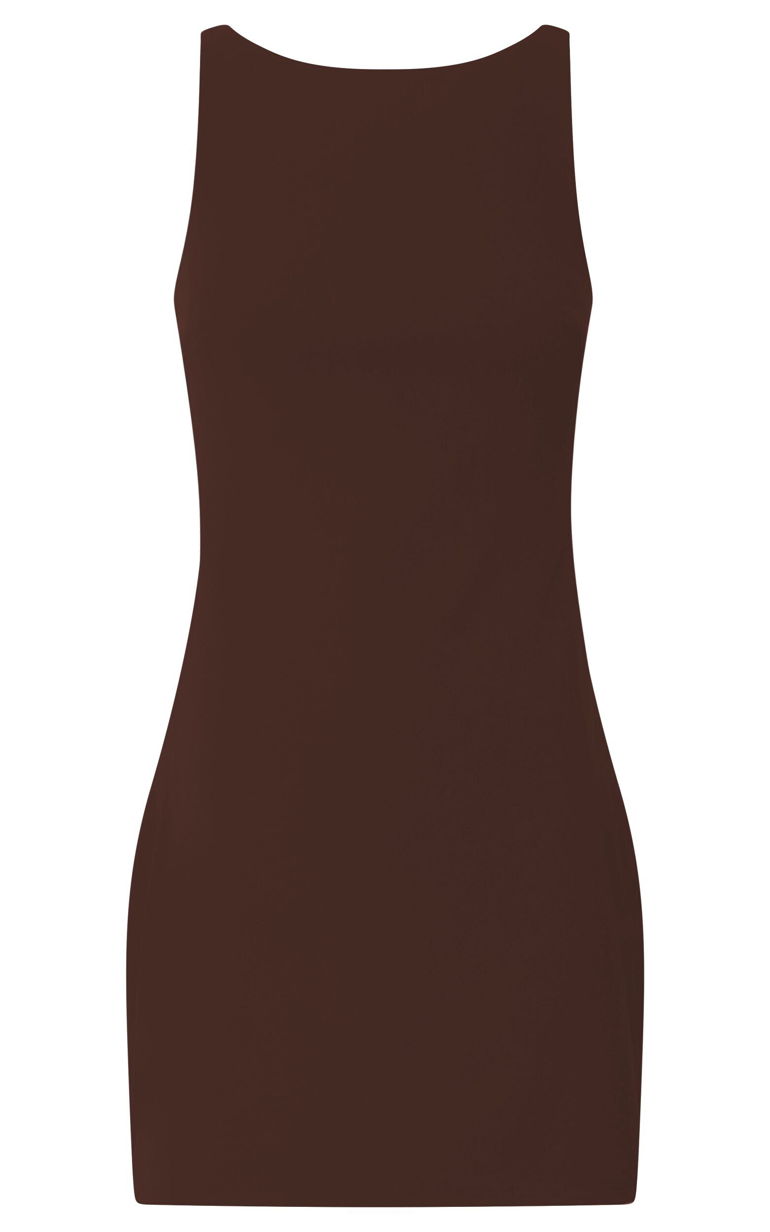 Bindi Boat Neck Bodycon Mini Dress in Chocolate