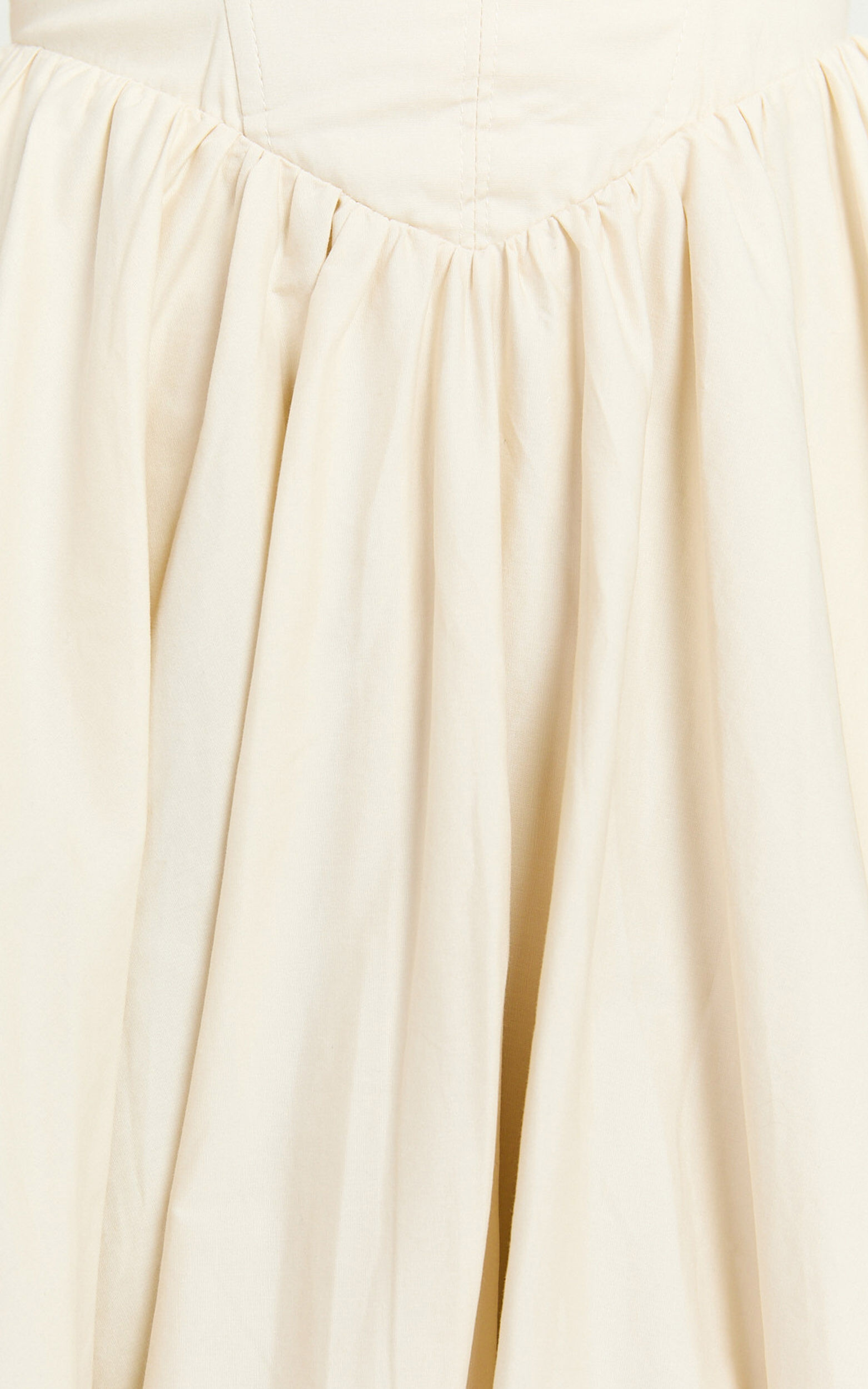 Kara Midi Dress - Strapped Bustier Bubble Hem Dress in Cream