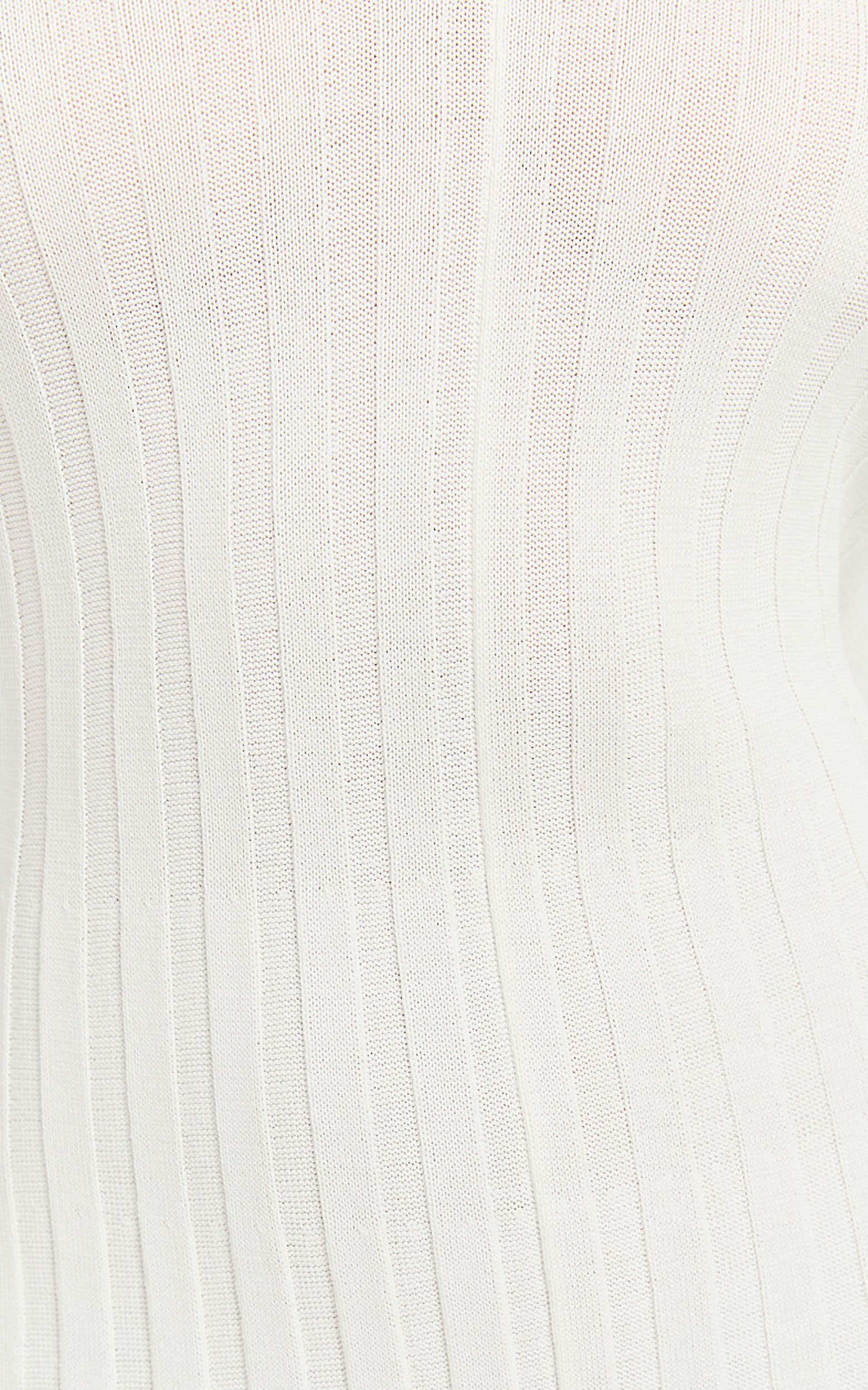 Astra Midi Dress - V Neck Long Sleeve Knit Dress in White