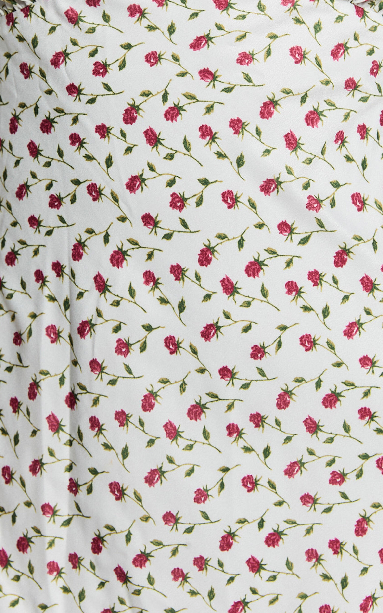 Elle Midi Dress - Ruched Bust Tie Strap Dress in White Floral