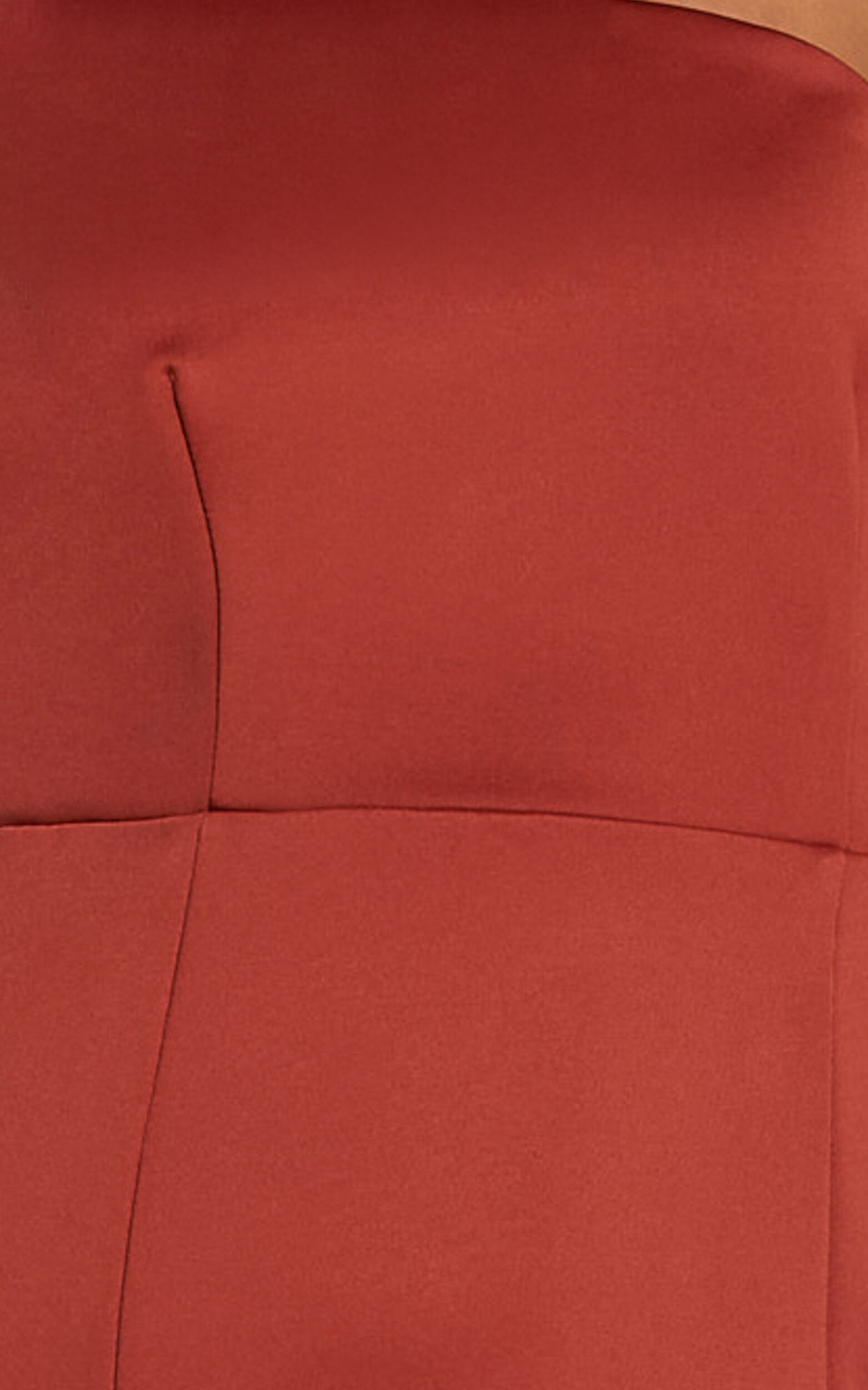 No Ones Fault Midi Dress - One Shoulder Thigh Split Dress in Rust