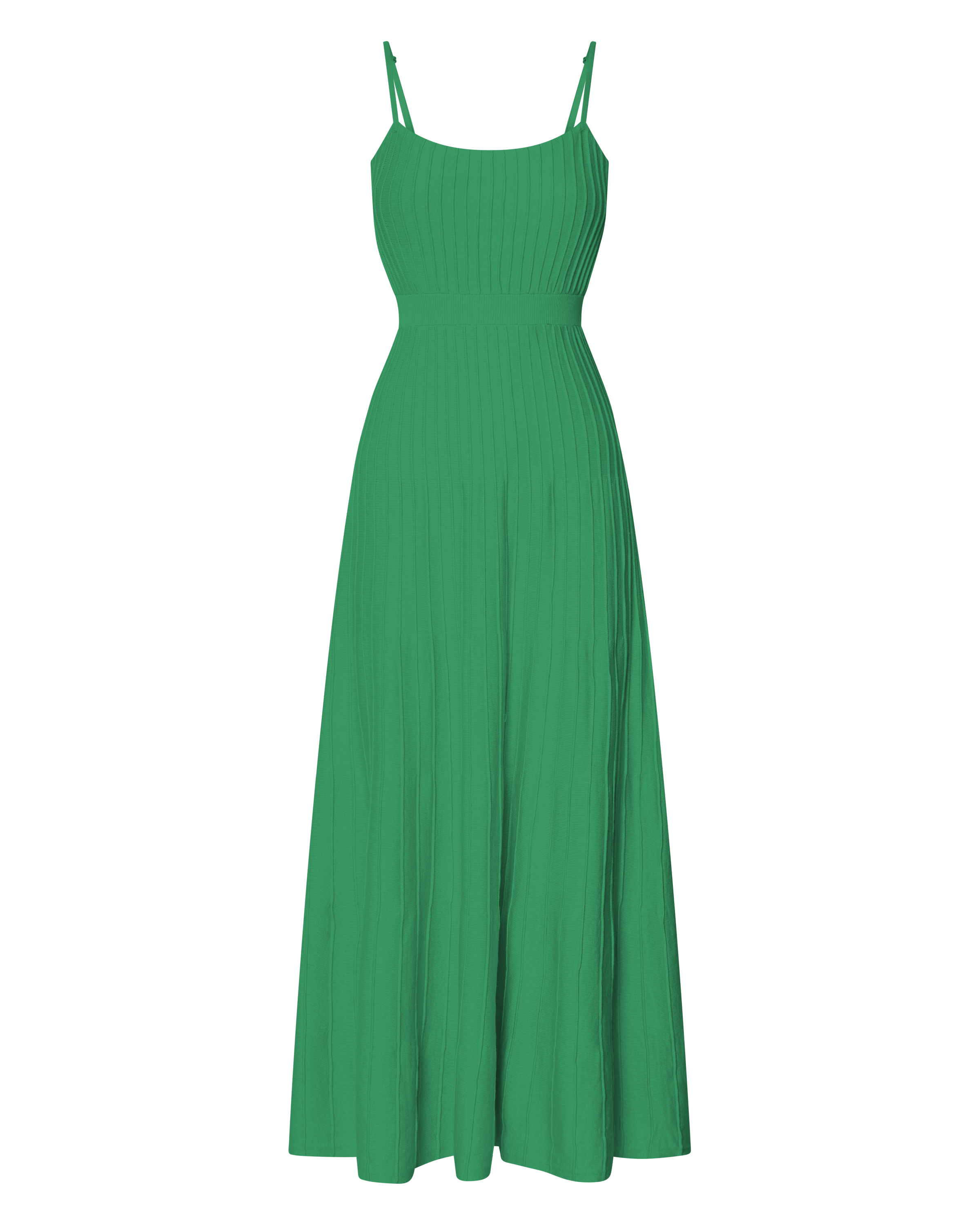 Donissa Midi Dress - Panelled Knit Dress in Green