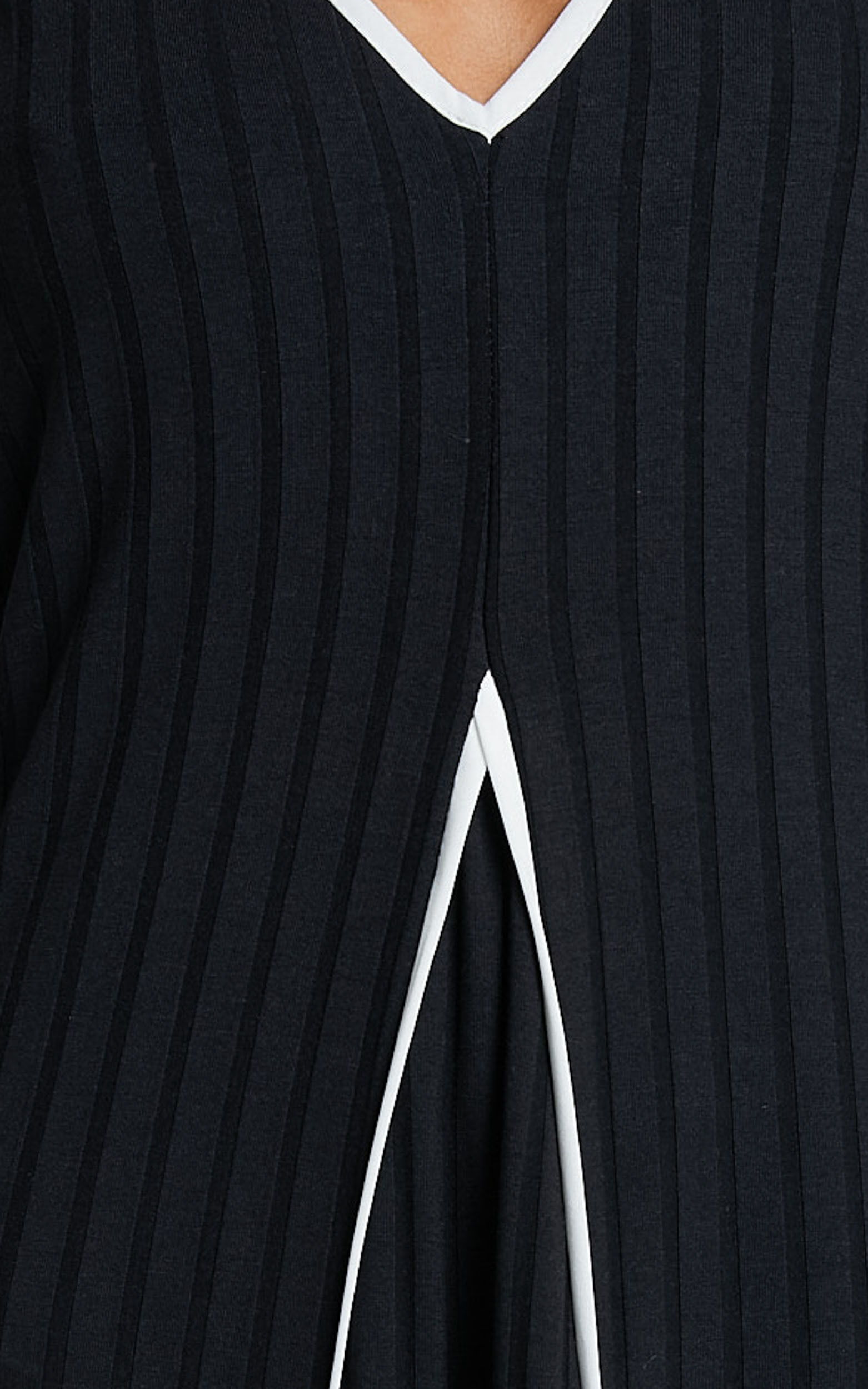 Cathleen Midi Dress - Ribbed Sleeveless Low Back Dress in Black