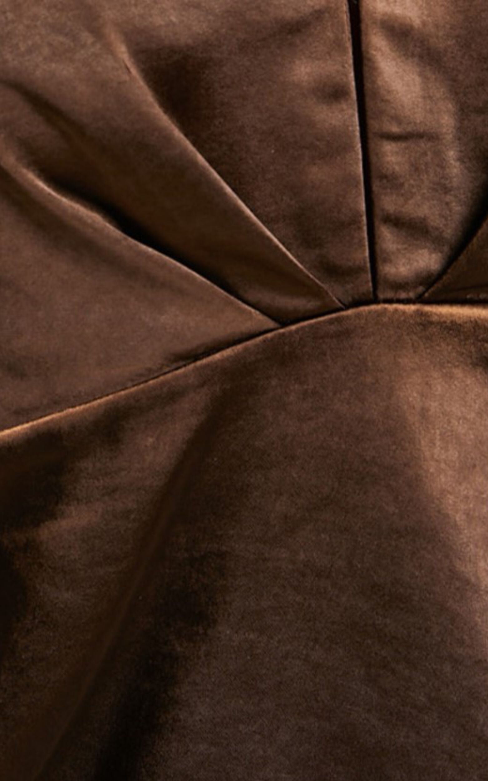 Dreanna Mini Dress - Plunge Tie Halter Neck Low Back Satin Dress in Chocolate