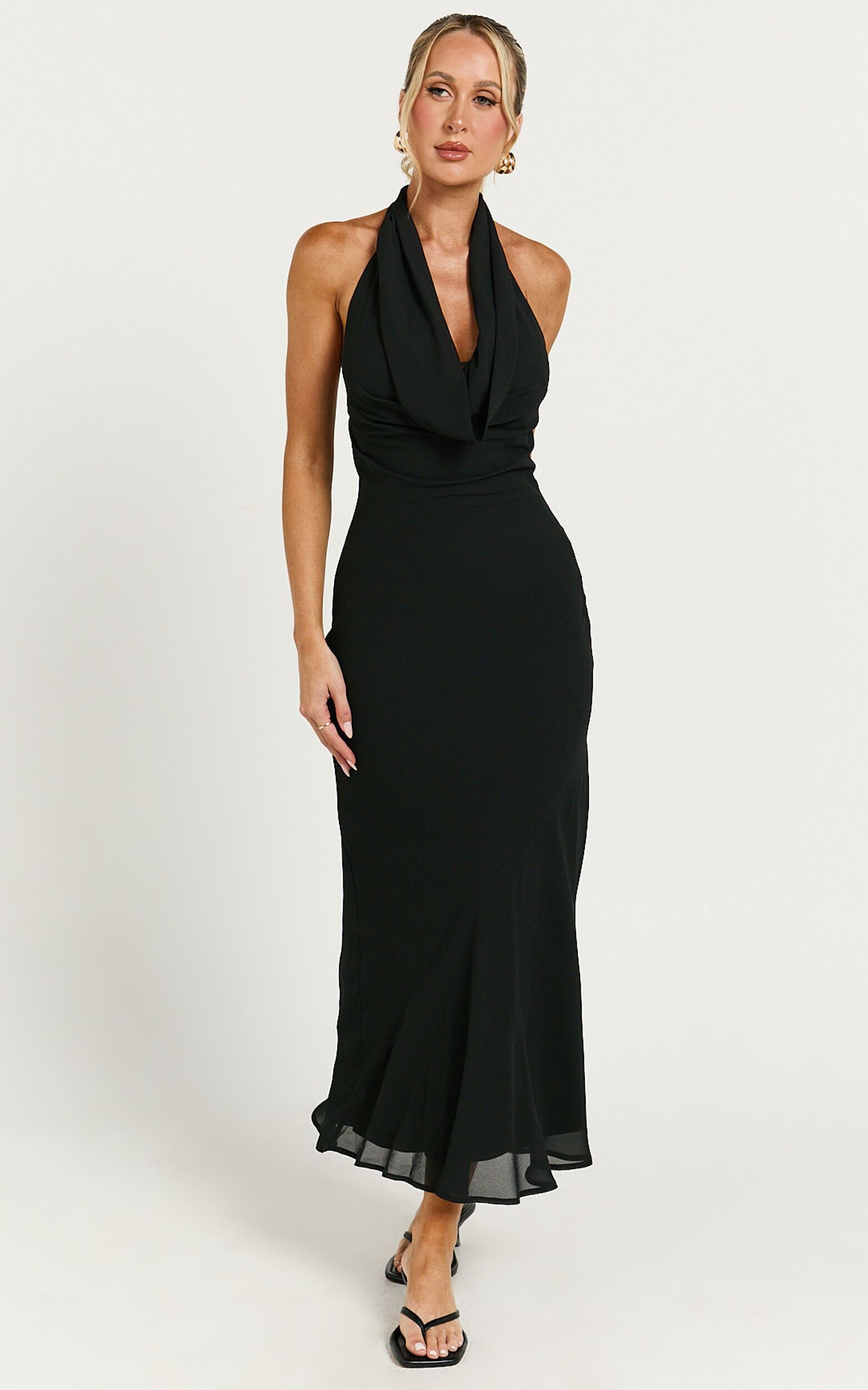Jeslie Maxi Dress - Halter Neck Dress in Black