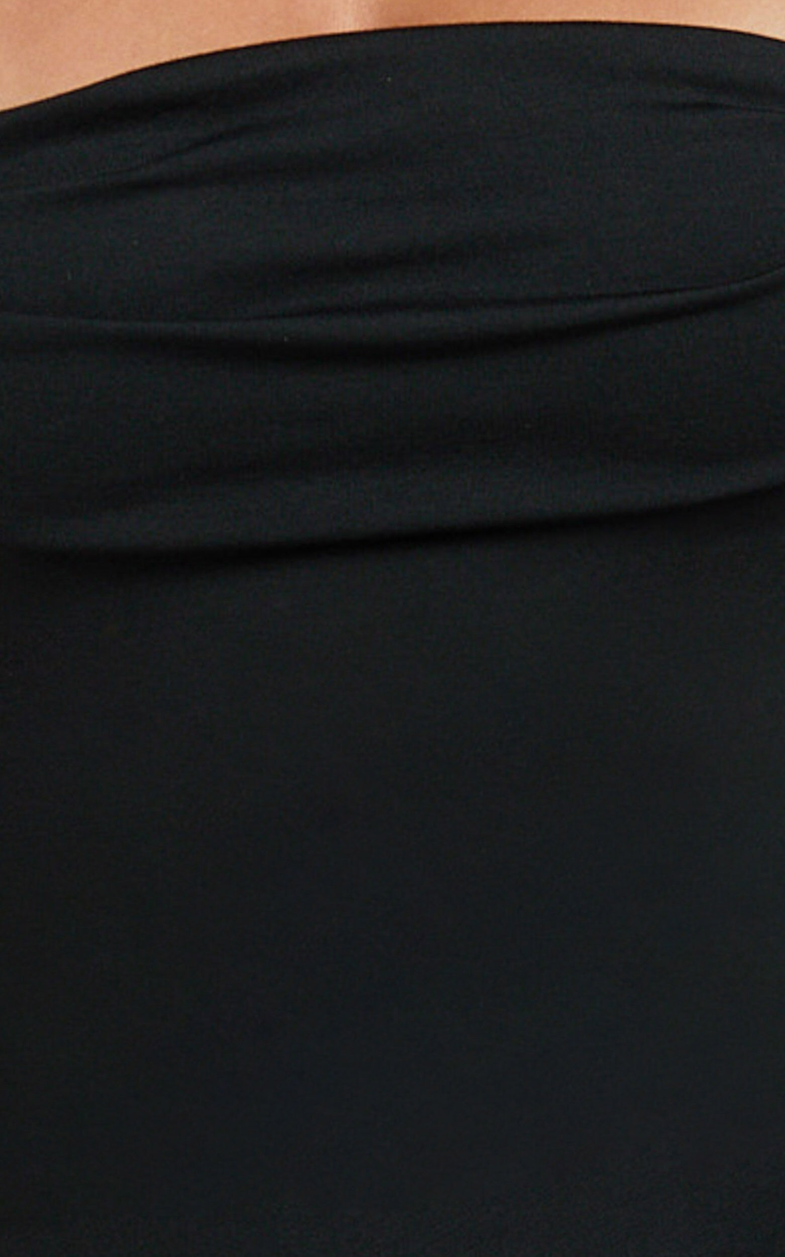 Tiffy Midi Dress - Square Neck Ruched Bodycon Dress in Black