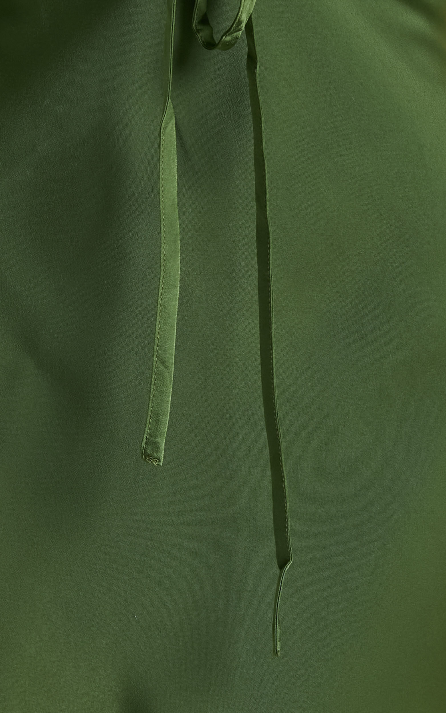 Nicholla Midi Dress - Ruched Front Angel Sleeve Slip Dress in Olive