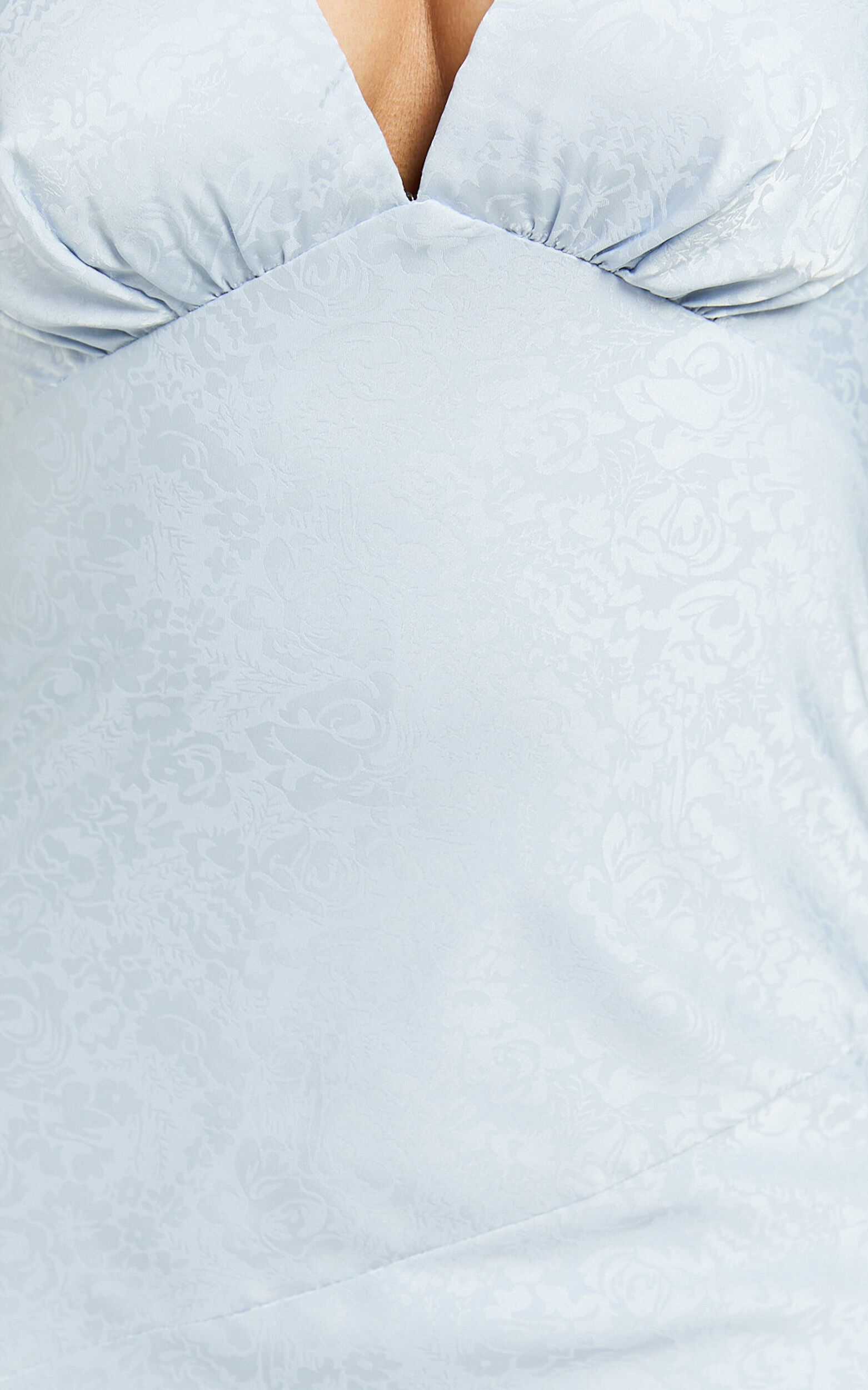 Cohen Midi Dress - Jacquard Satin Midi Dress in Pale Blue