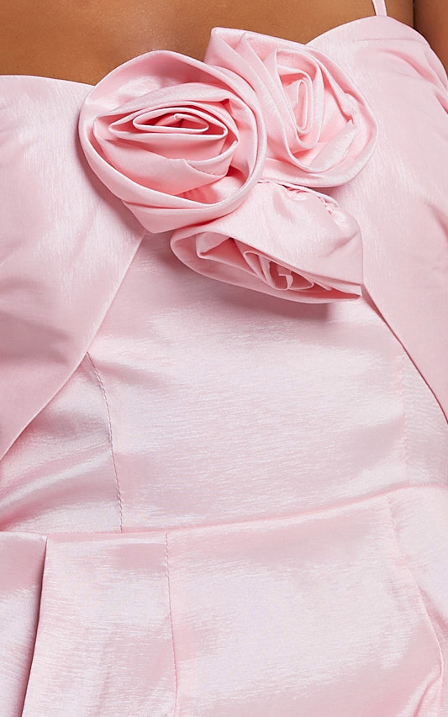 Amberle Mini Dress - Strappy Rosette Detail Bodice Dress in Pink